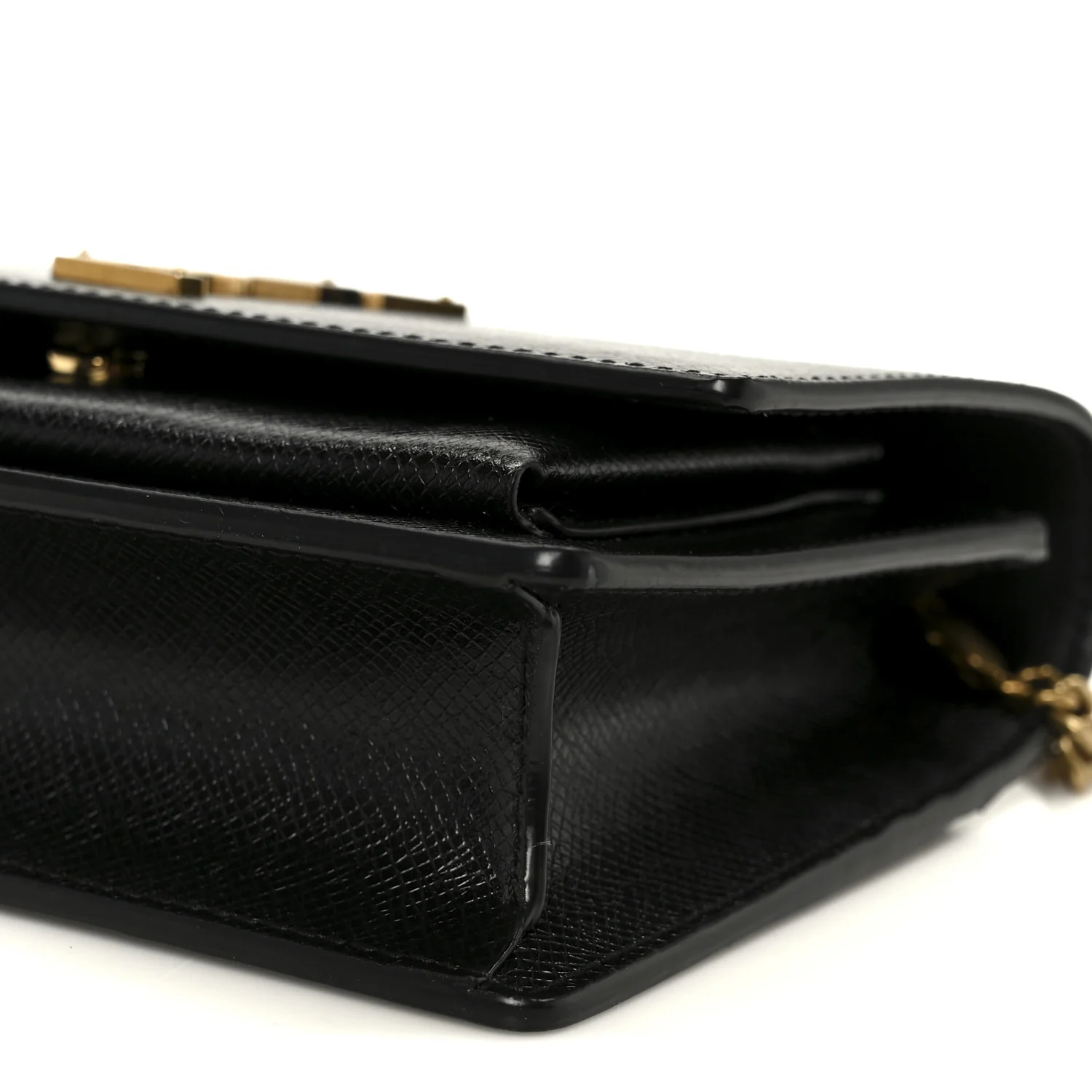 Coated Bark Calfskin Sunset Chain Wallet Black - Image 10