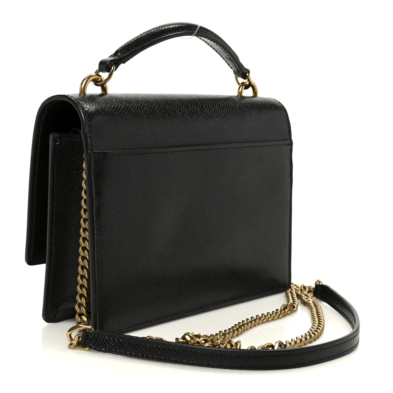 Coated Bark Calfskin Sunset Chain Wallet Black - Image 3