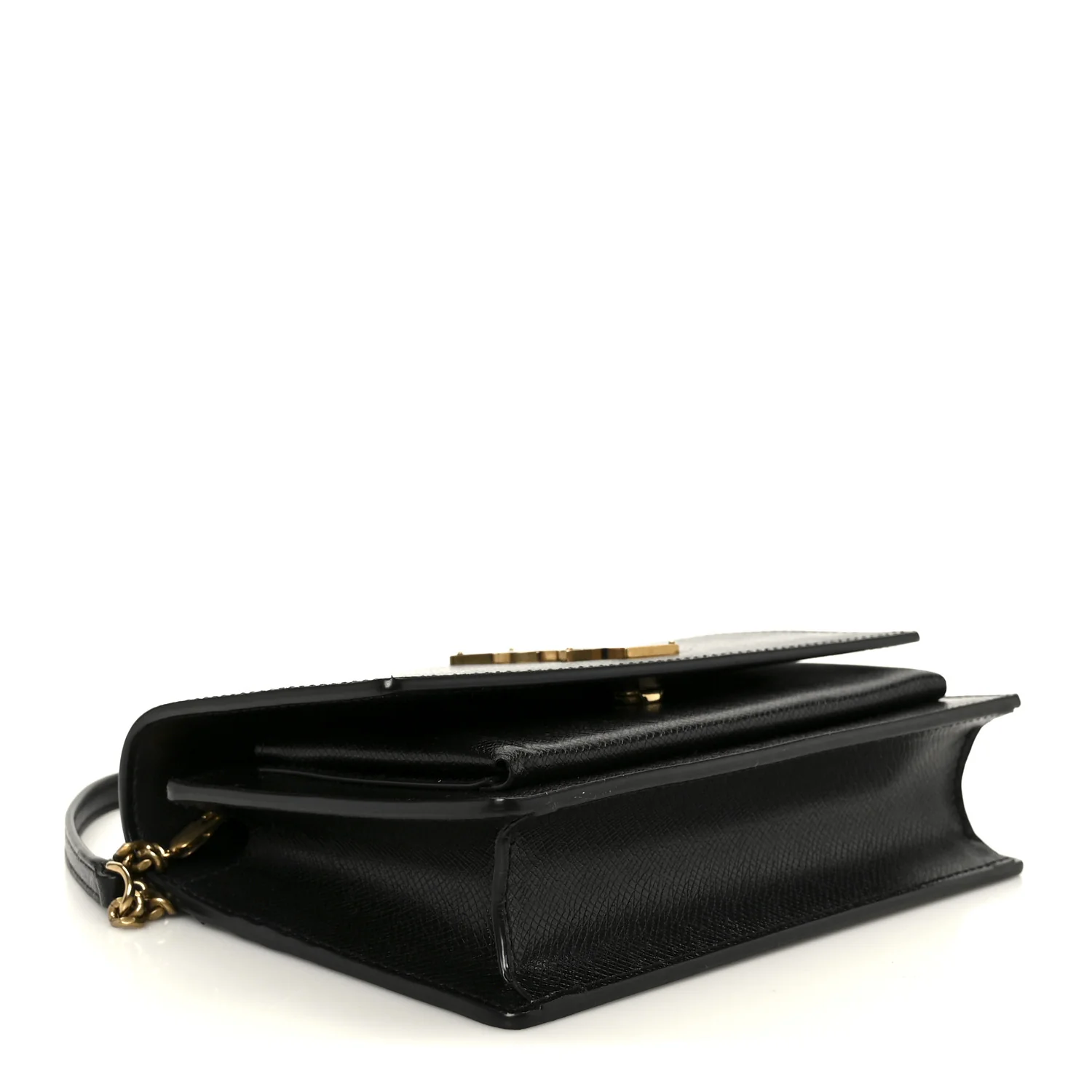 Coated Bark Calfskin Sunset Chain Wallet Black - Image 4