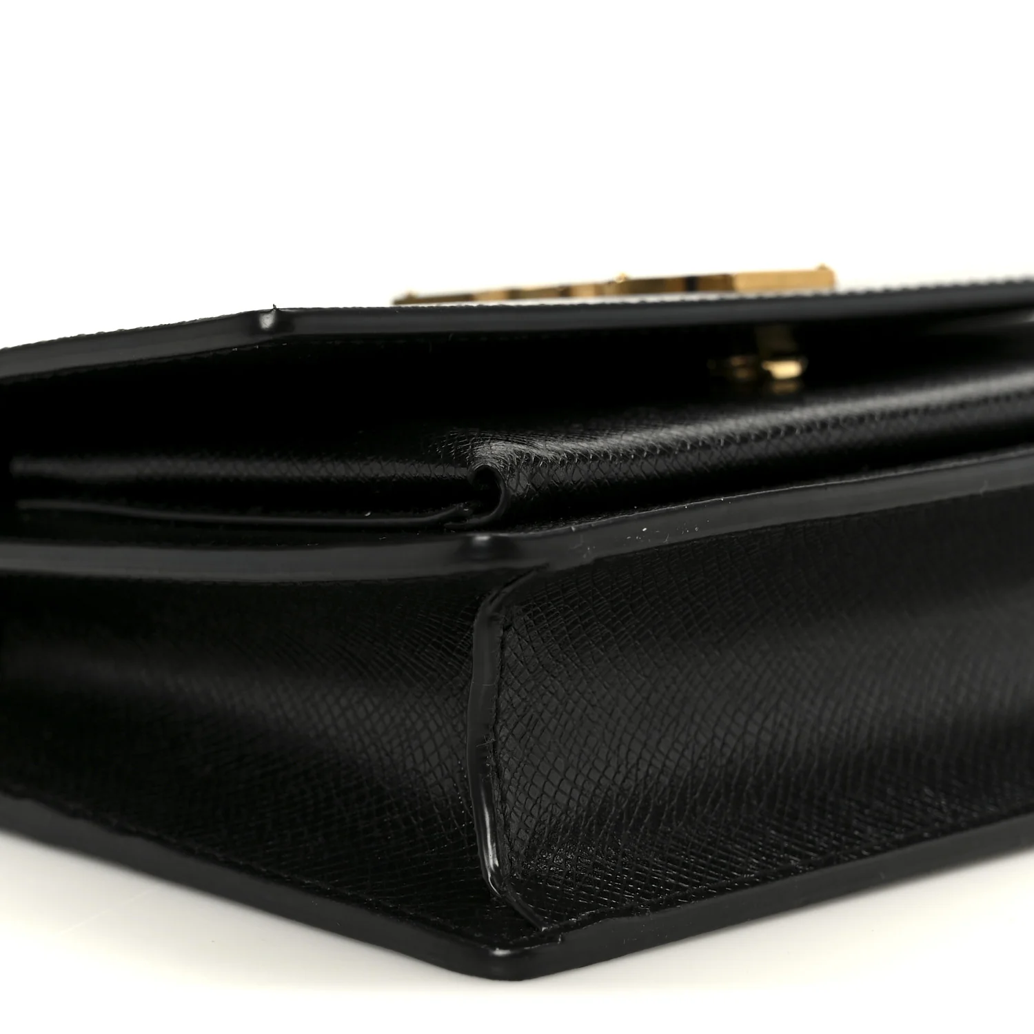 Coated Bark Calfskin Sunset Chain Wallet Black - Image 9