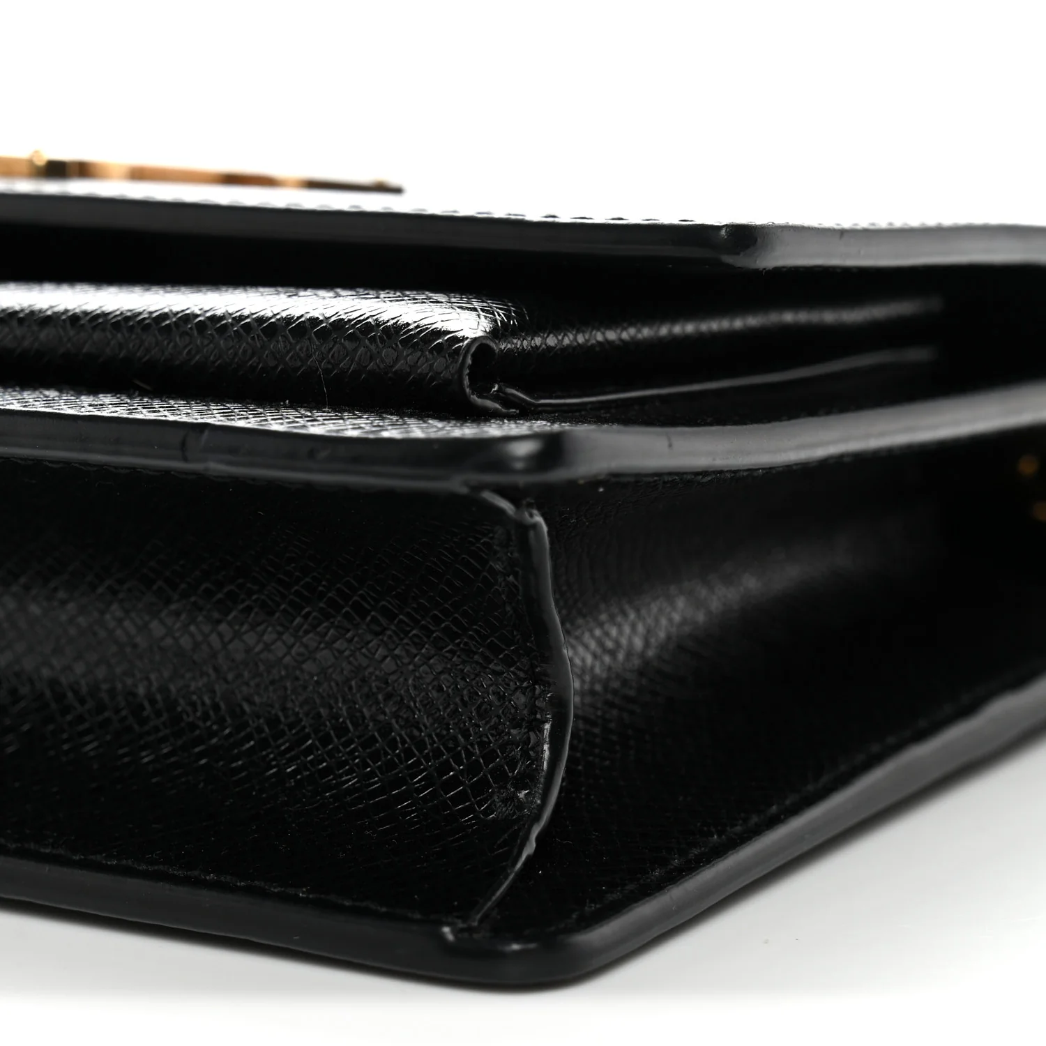 Coated Bark Calfskin Sunset Chain Wallet Black - Image 10