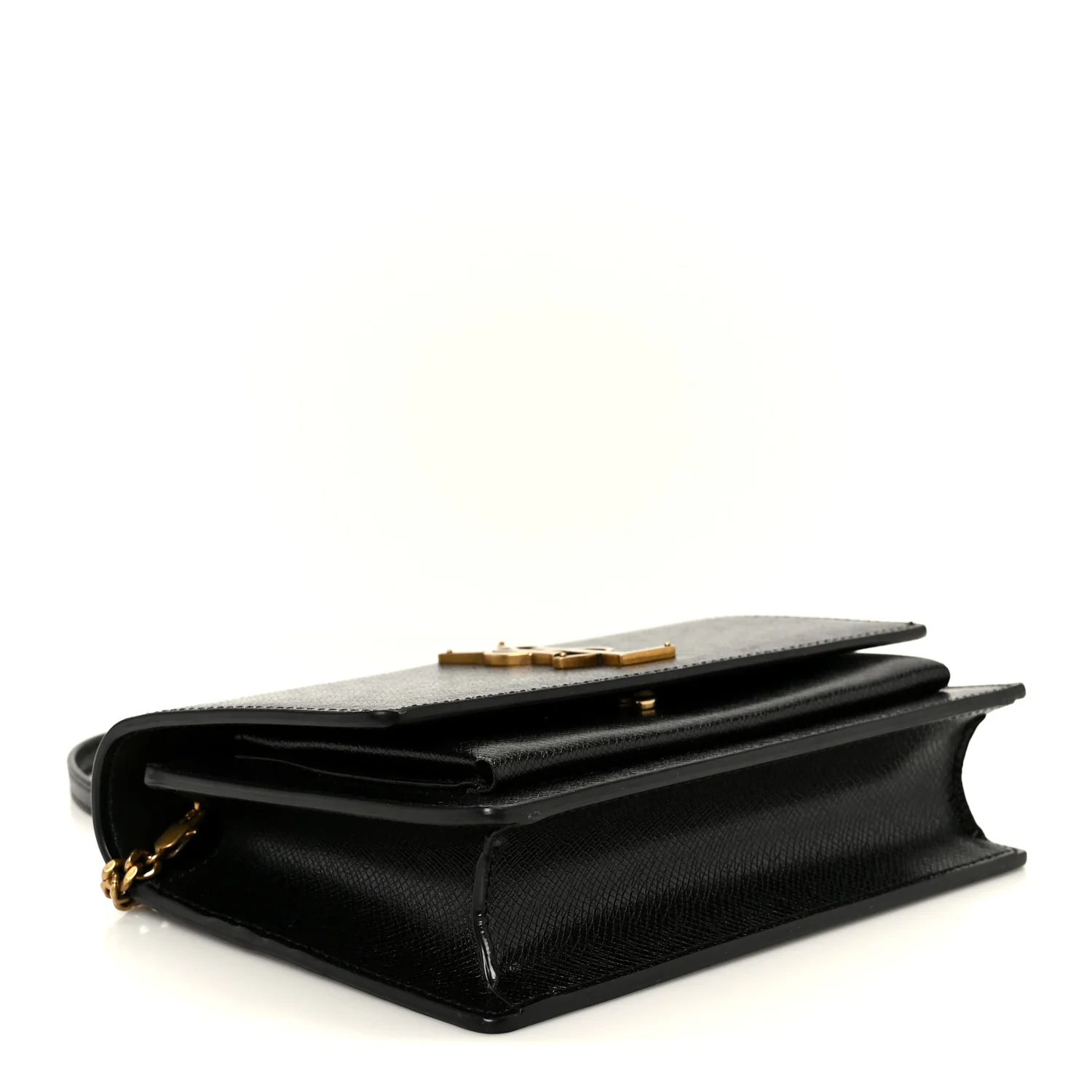 Coated Bark Calfskin Sunset Chain Wallet Black - Image 4