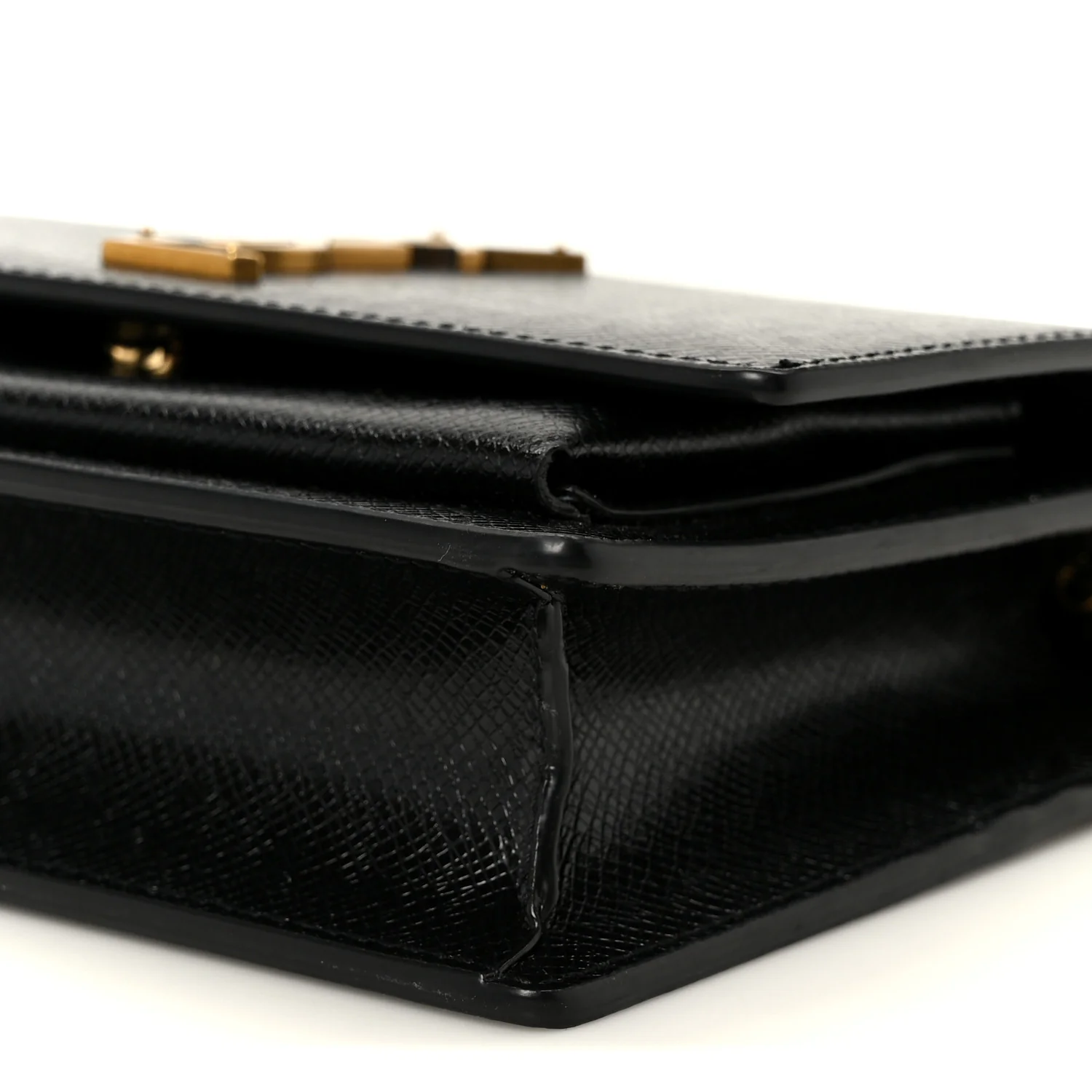 Coated Bark Calfskin Sunset Chain Wallet Black - Image 9