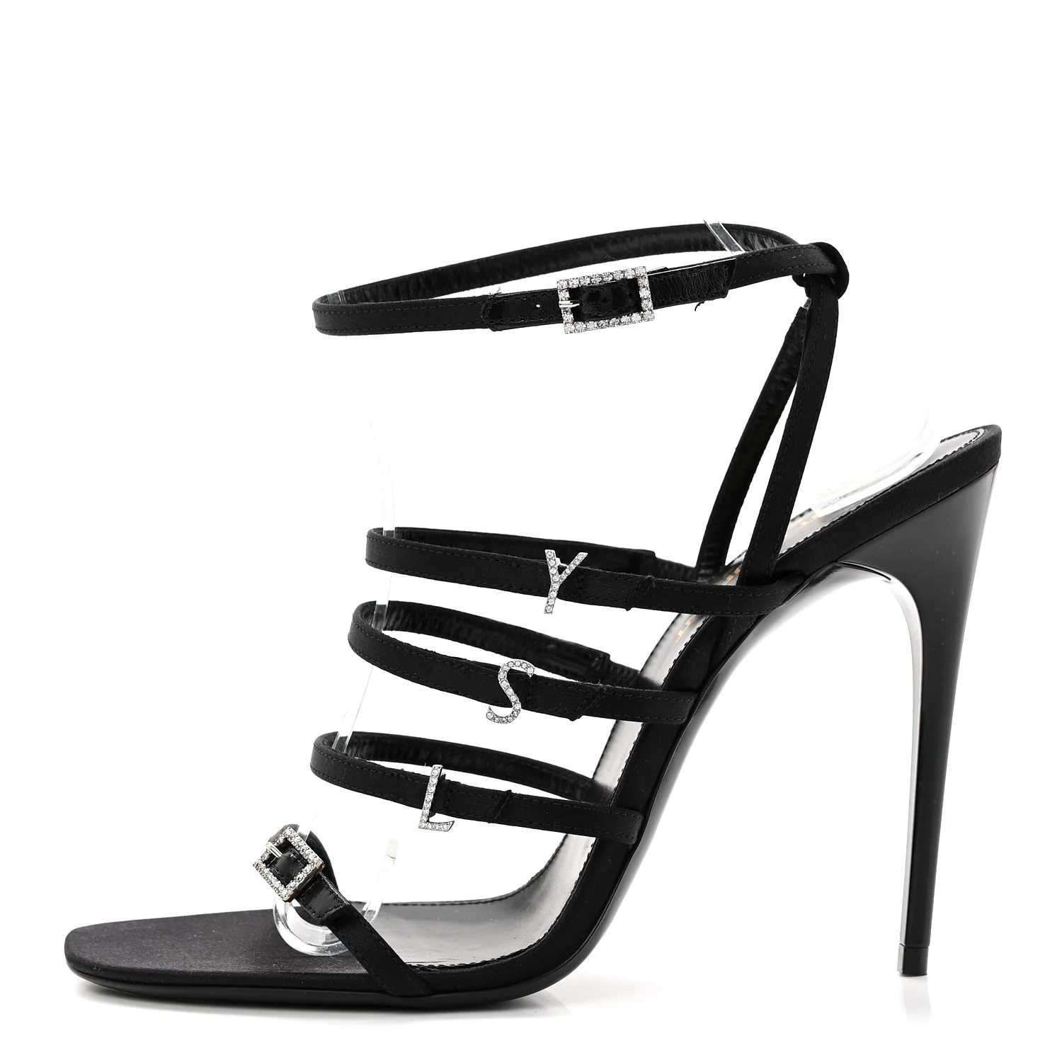 Crepe Satin Crystal Jerry 110 Sandals 37.5 Black