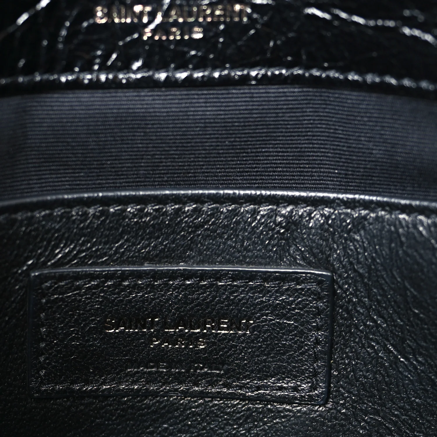 Crinkled Calfskin Matelasse Monogram Baby Niki Chain Satchel Black - Image 6