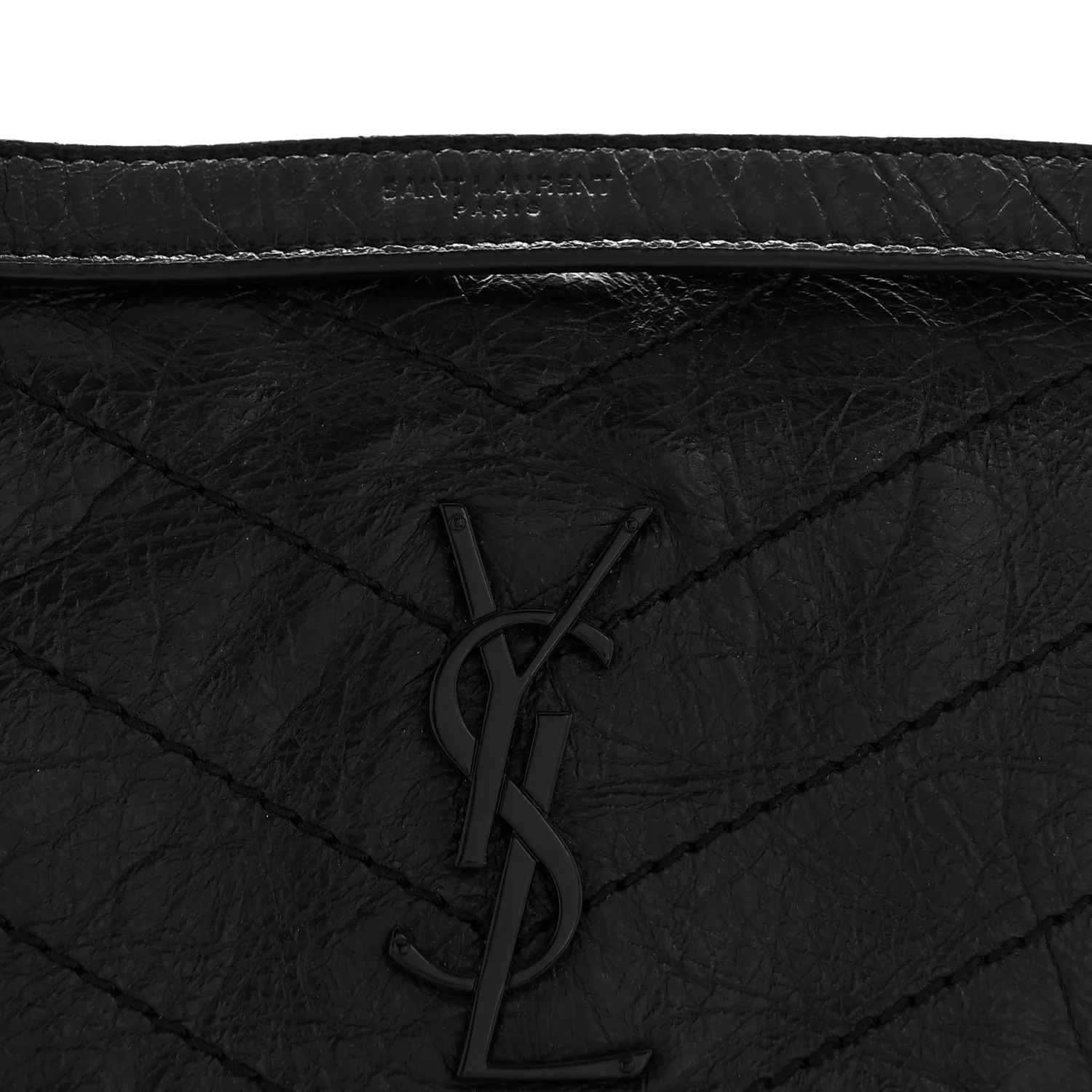 Crinkled Calfskin Matelasse Monogram Baby Niki Chain Satchel Black - Image 8