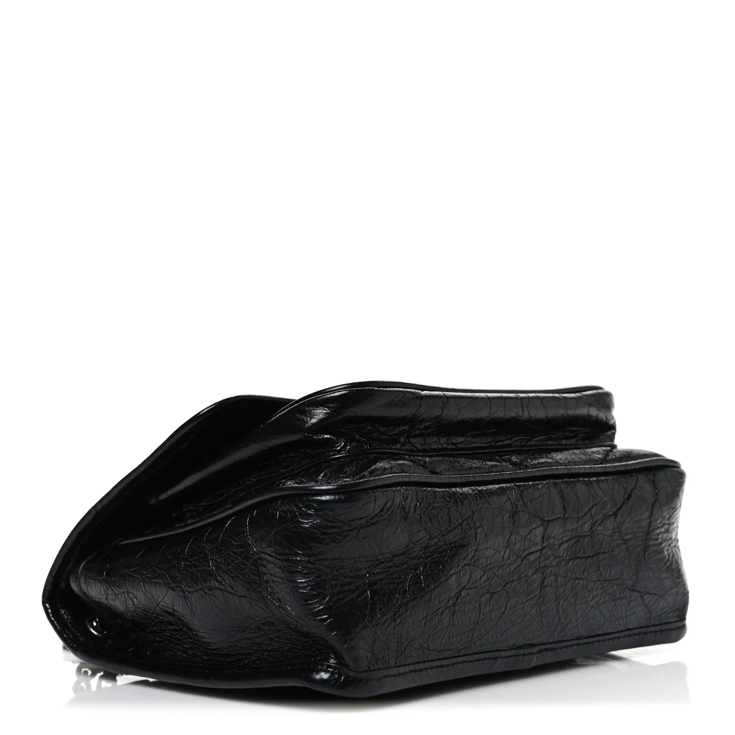 Crinkled Calfskin Matelasse Monogram Baby Niki Chain Satchel Black - Image 4