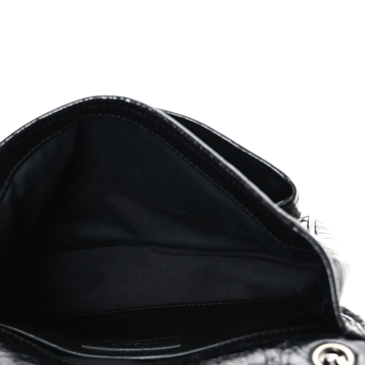 Crinkled Calfskin Matelasse Monogram Baby Niki Chain Satchel Black - Image 5