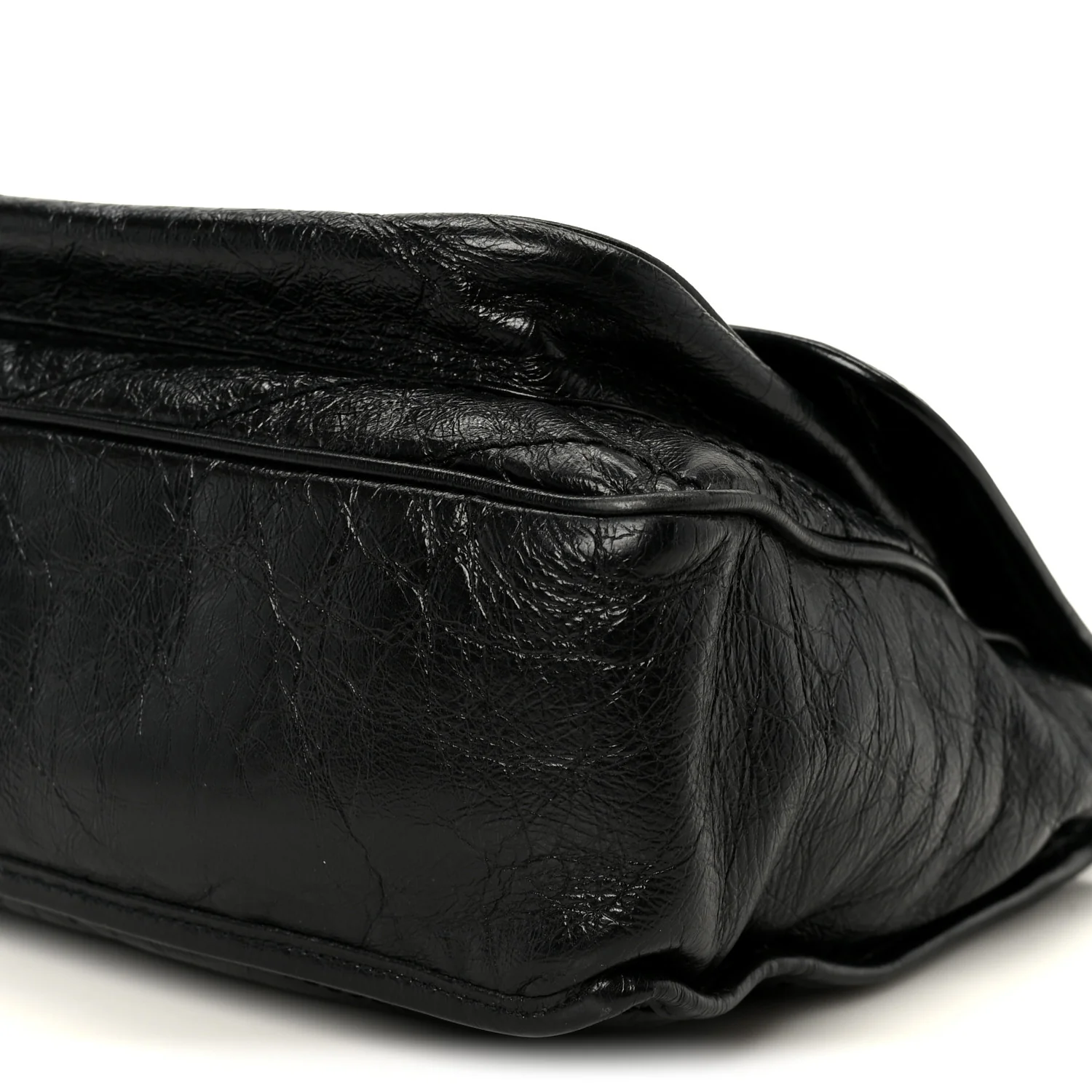 Crinkled Calfskin Matelasse Monogram Large Niki Chain Satchel Black - Image 11