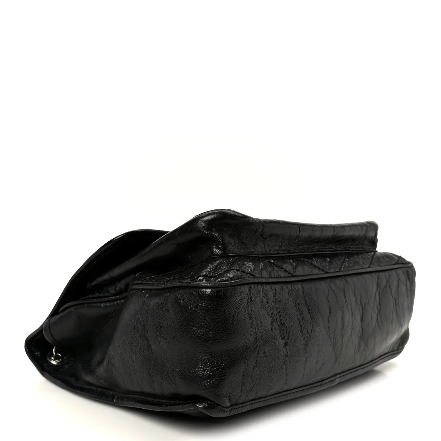 Crinkled Calfskin Matelasse Monogram Large Niki Chain Satchel Black - Image 4