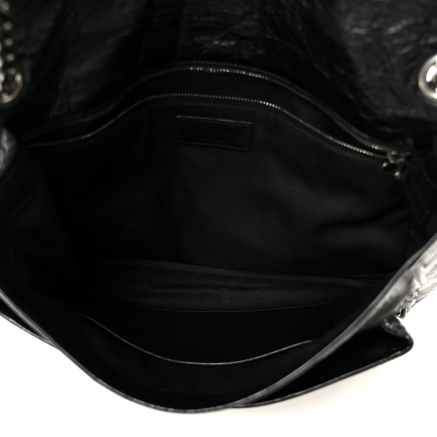 Crinkled Calfskin Matelasse Monogram Large Niki Chain Satchel Black - Image 5