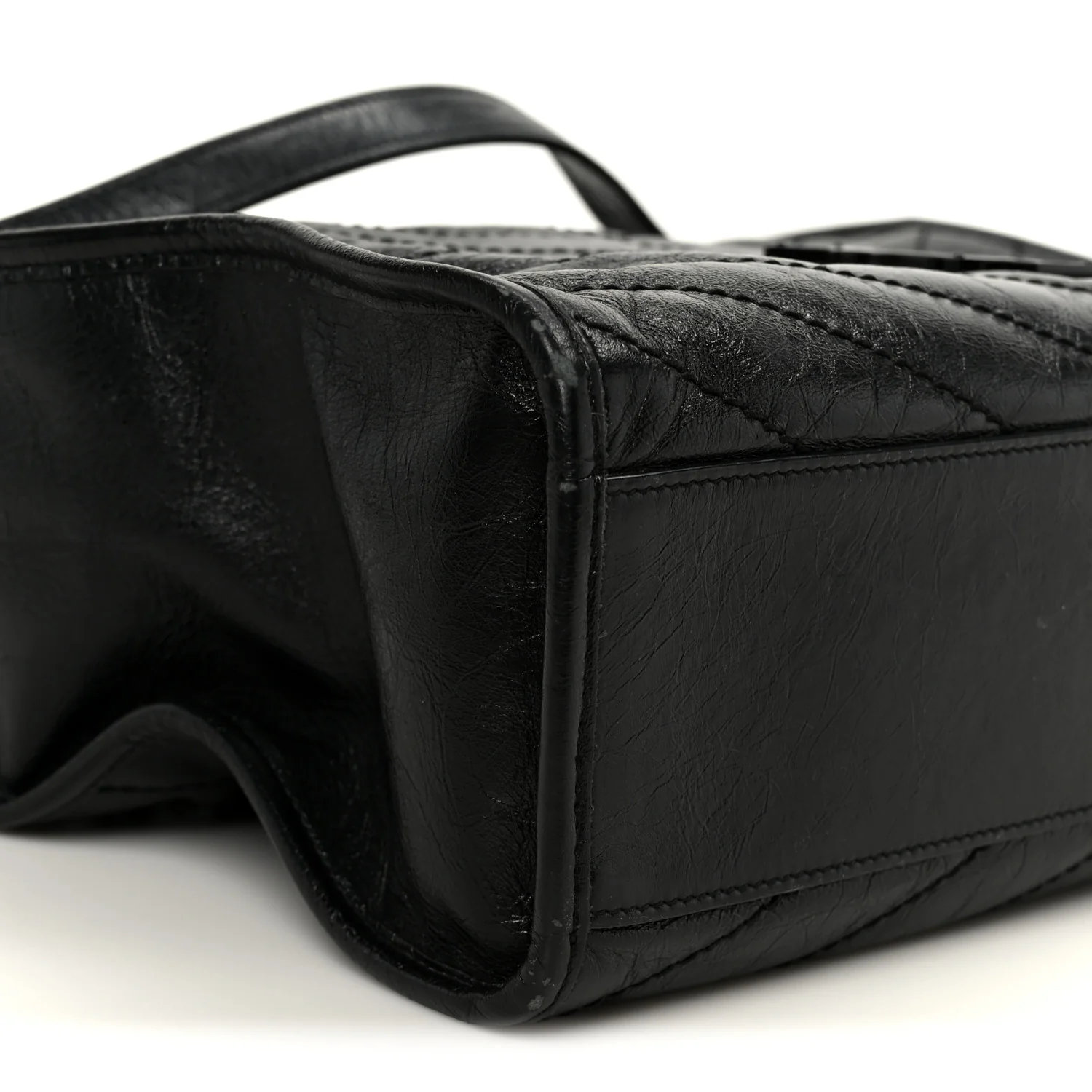 Crinkled Calfskin Matelasse Monogram Large Niki Shopper Tote Black - Image 9