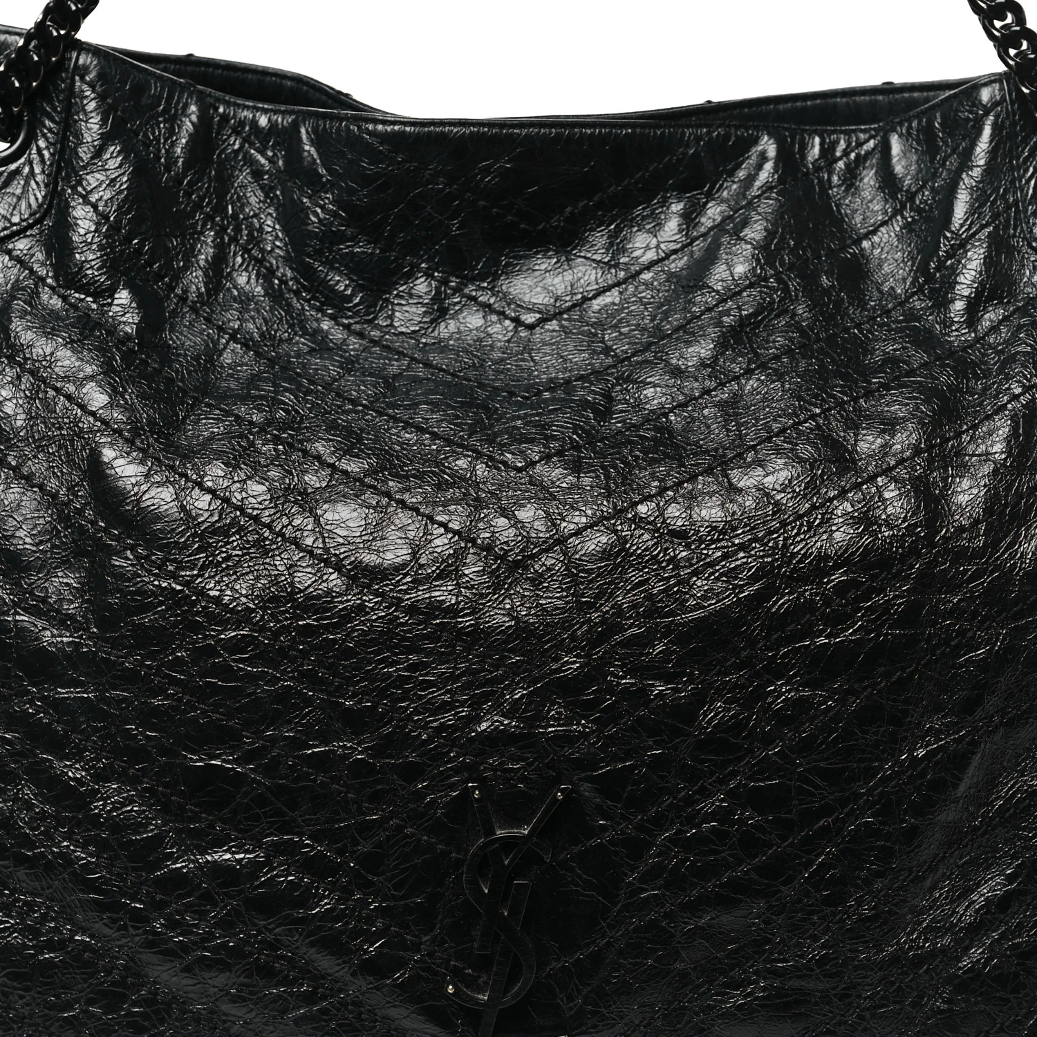 Crinkled Calfskin Matelasse Monogram Large Niki Shopper Tote Black - Image 8