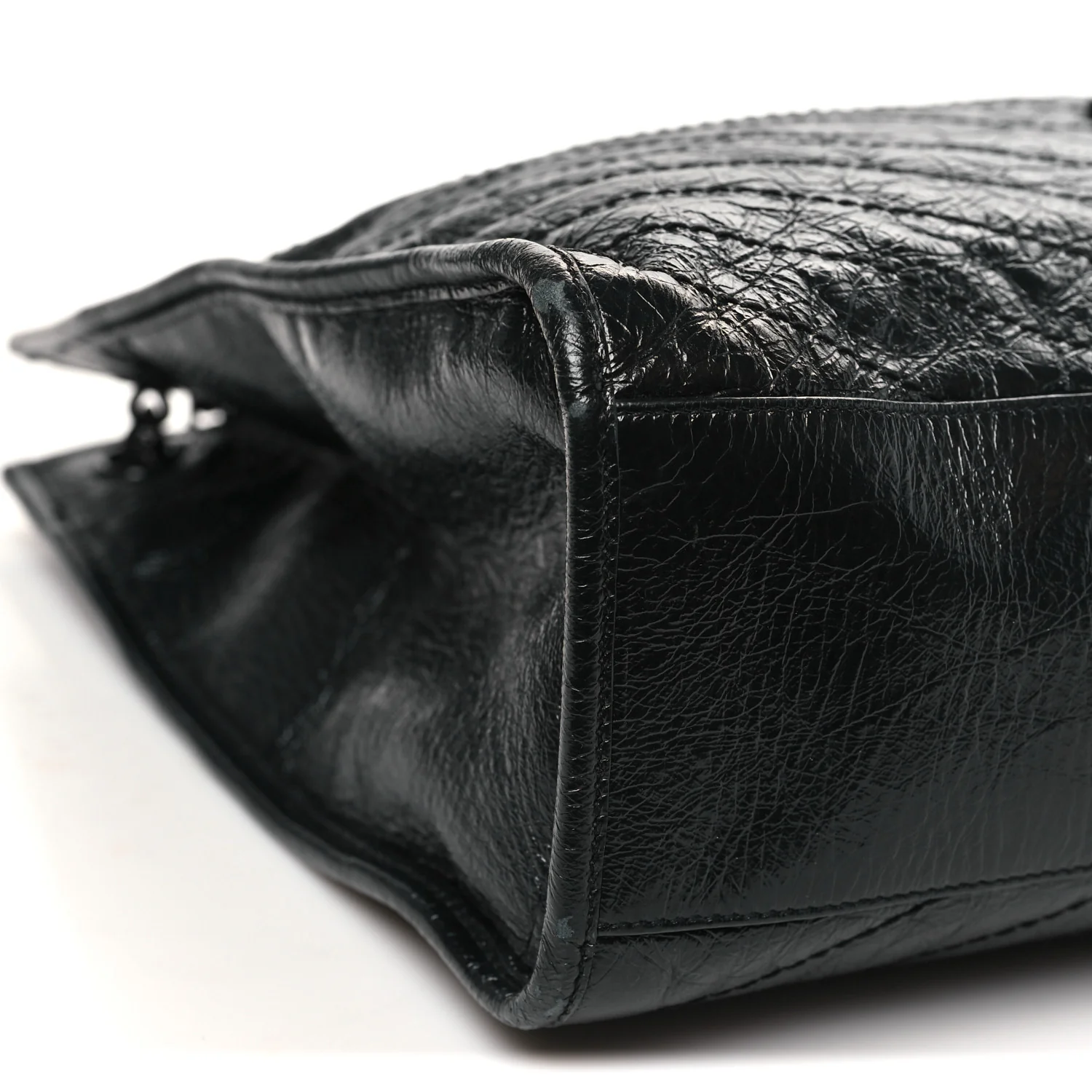 Crinkled Calfskin Matelasse Monogram Large Niki Shopper Tote Black - Image 9