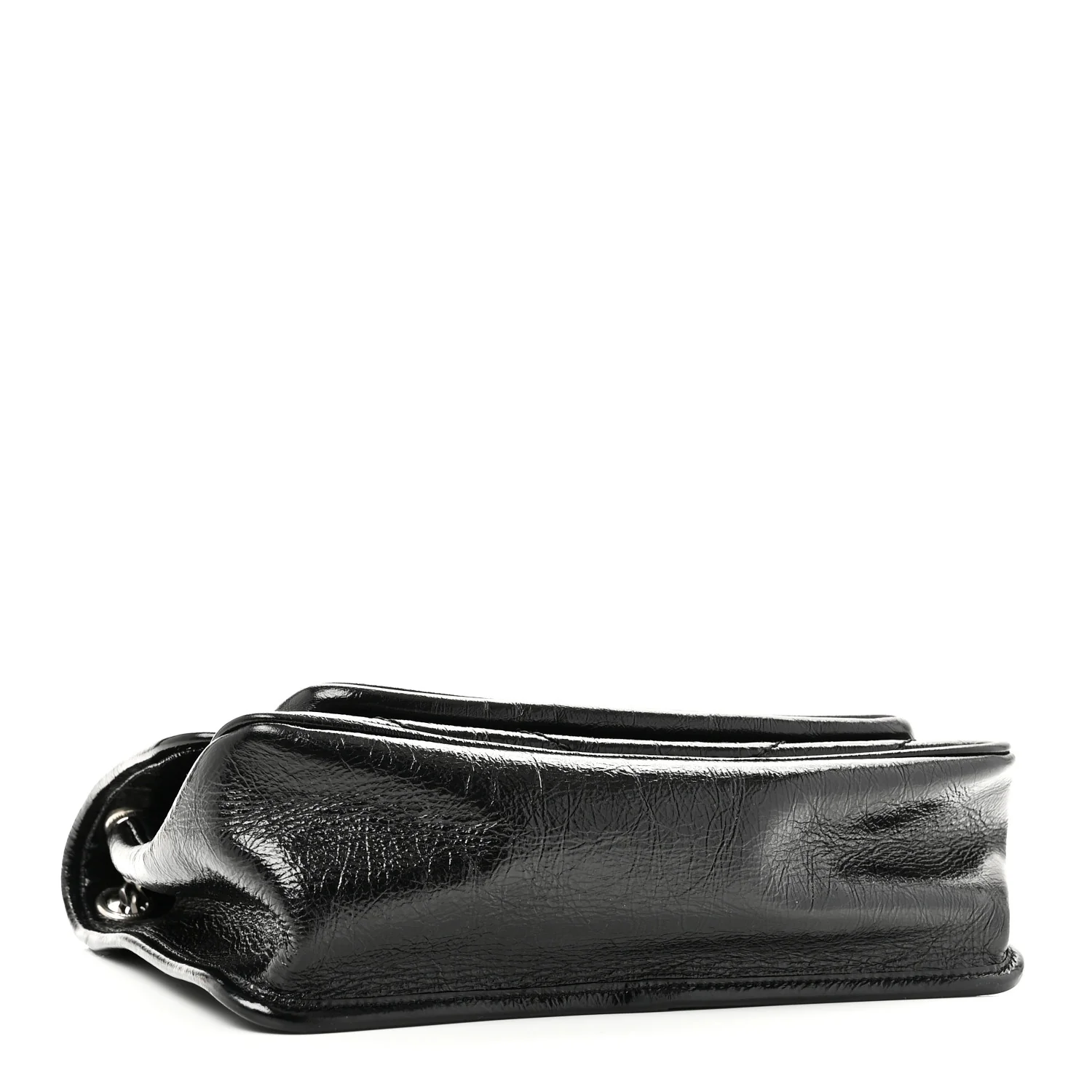 Crinkled Calfskin Matelasse Monogram Medium Niki Chain Satchel Black - Image 4