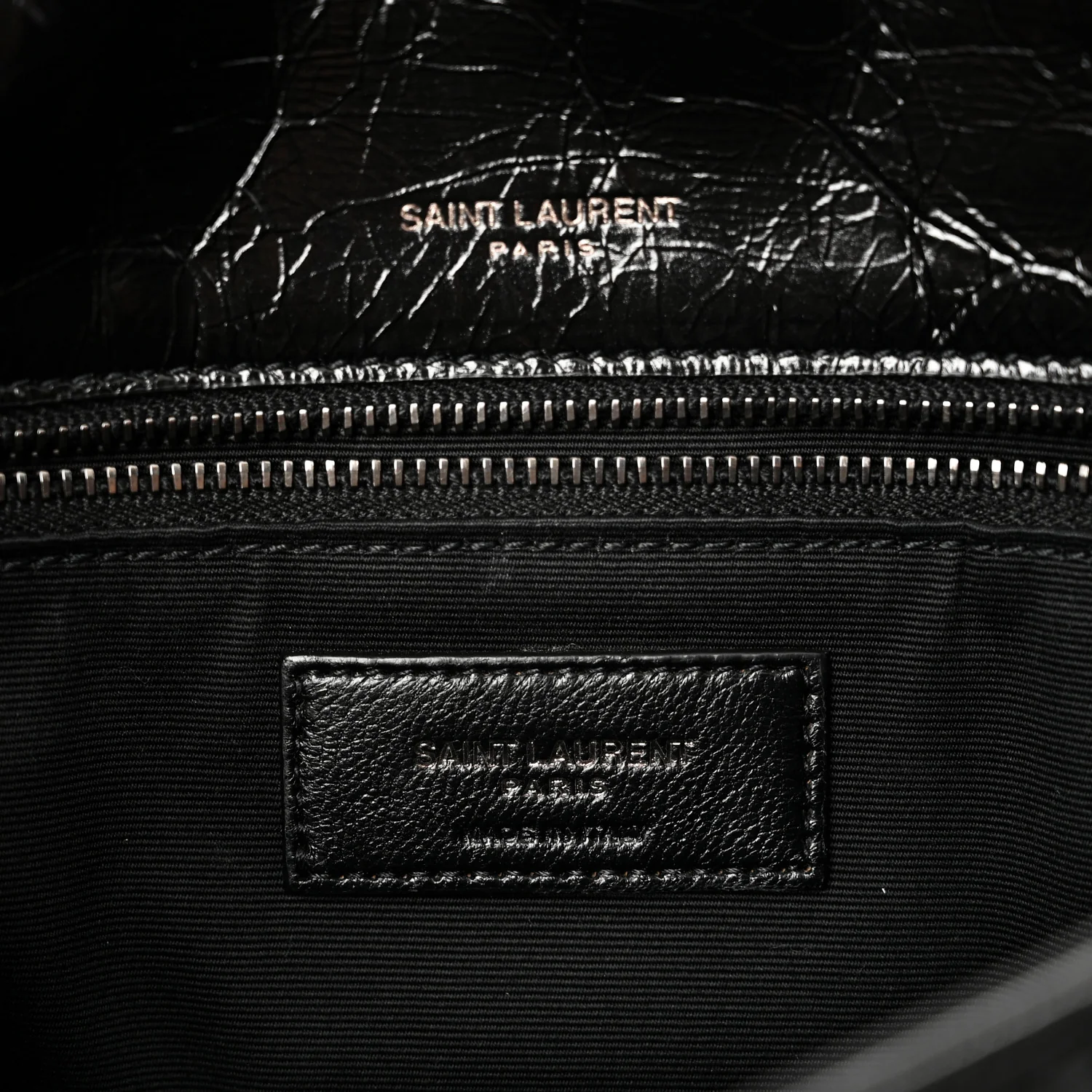 Crinkled Calfskin Matelasse Monogram Medium Niki Chain Satchel Black - Image 6