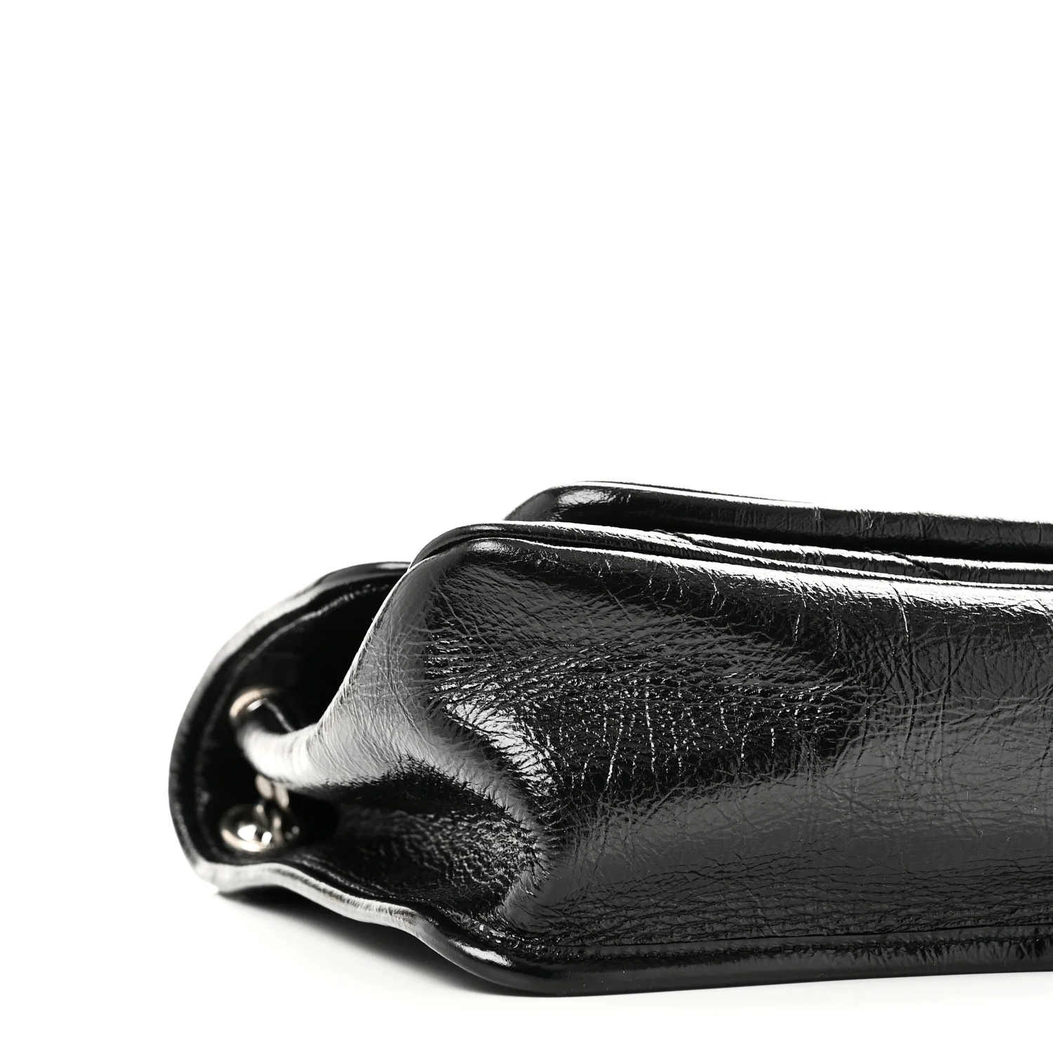 Crinkled Calfskin Matelasse Monogram Medium Niki Chain Satchel Black - Image 9