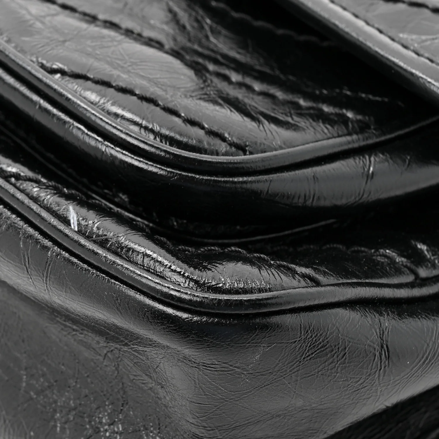 Crinkled Calfskin Matelasse Monogram Medium Niki Chain Satchel Black - Image 11