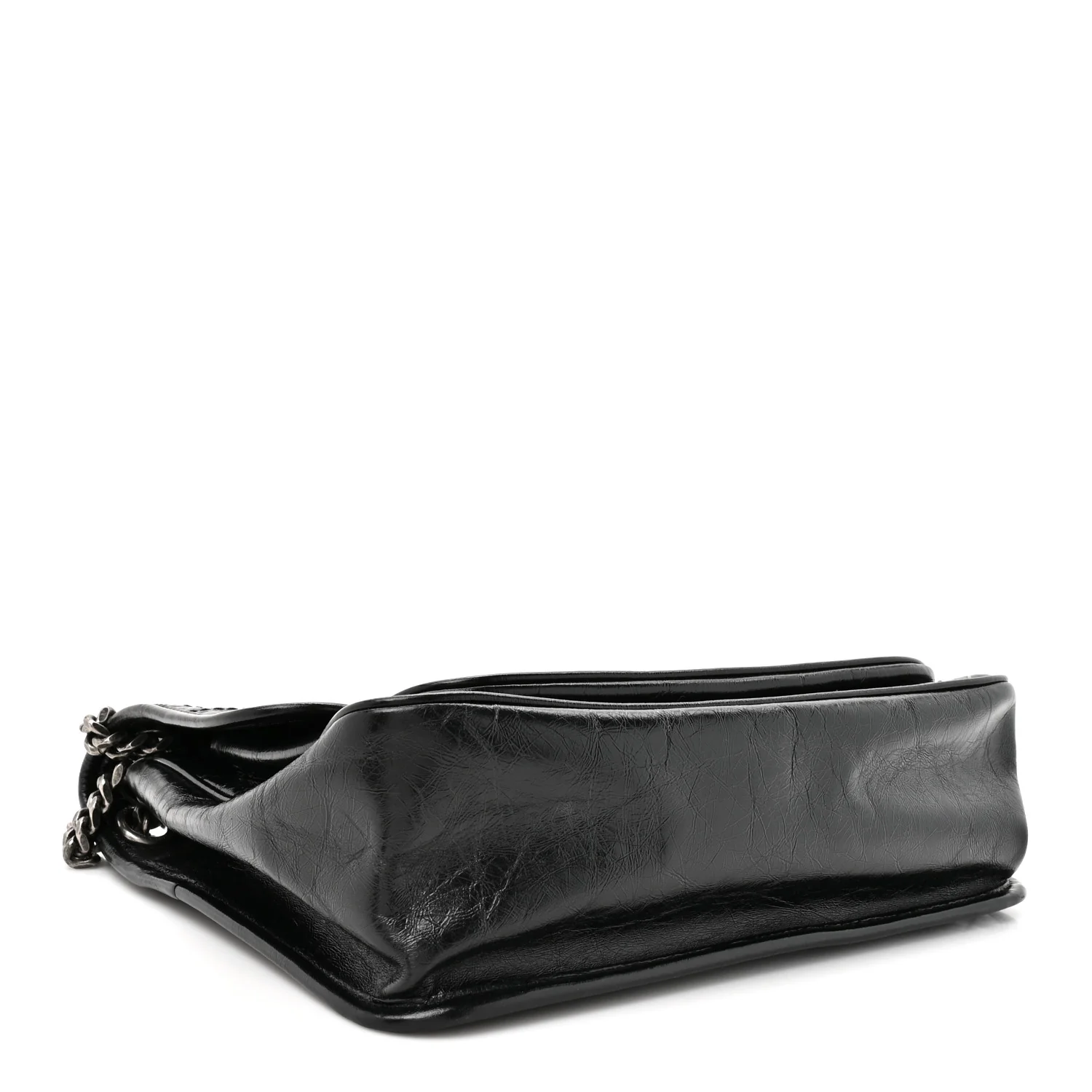 Crinkled Calfskin Matelasse Monogram Medium Niki Chain Satchel Black - Image 4