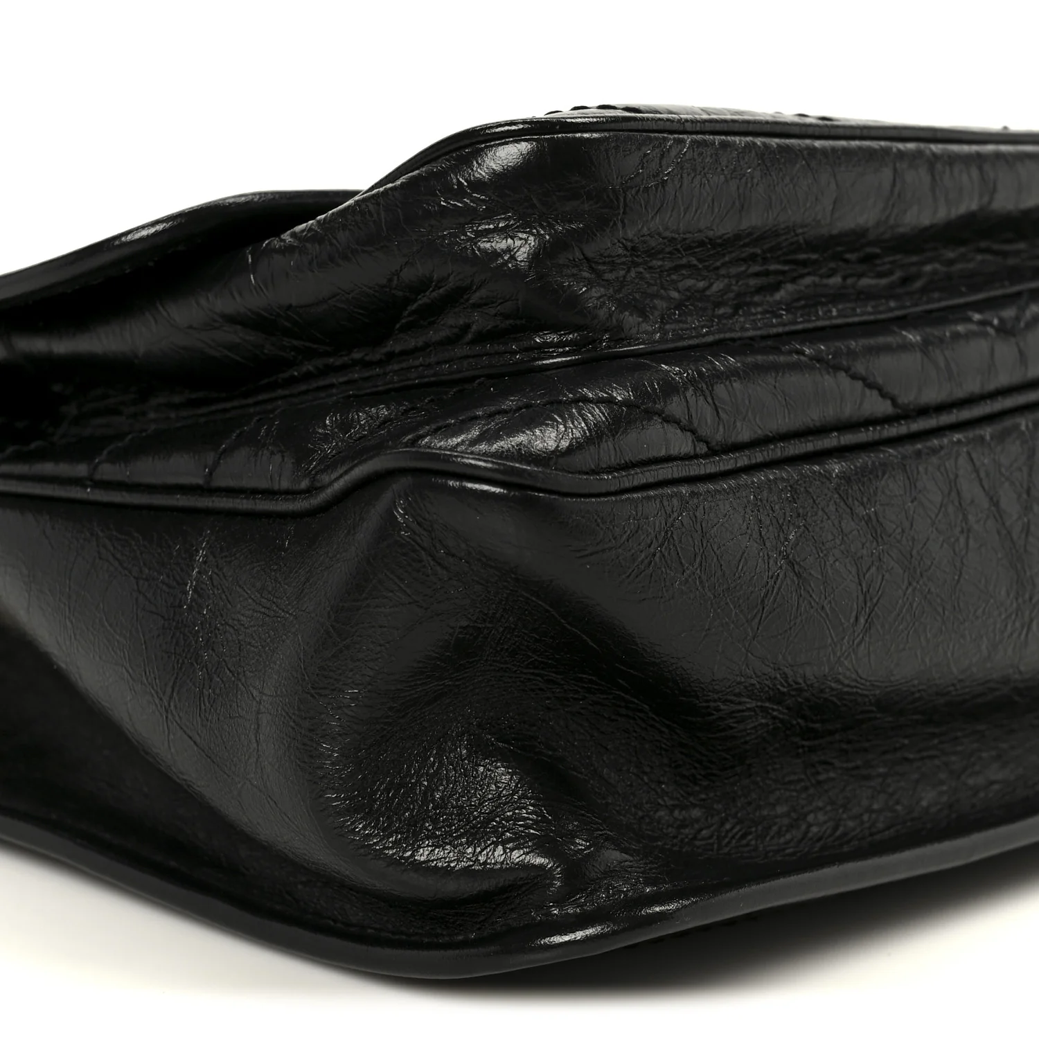 Crinkled Calfskin Matelasse Monogram Medium Niki Chain Satchel Black - Image 10