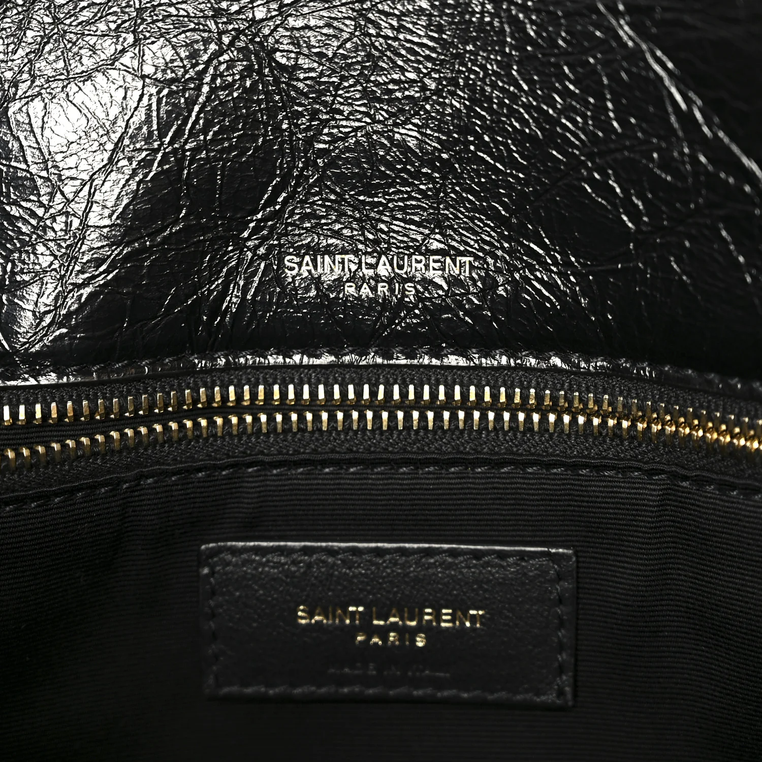 Crinkled Calfskin Matelasse Monogram Medium Niki Chain Satchel Black - Image 7