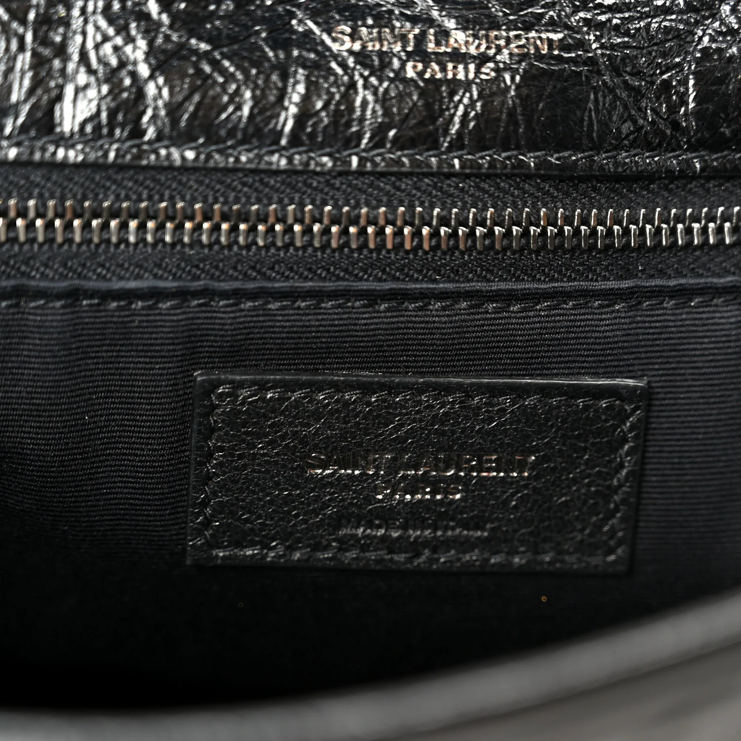 Crinkled Calfskin Matelasse Monogram Medium Niki Chain Satchel Black - Image 6