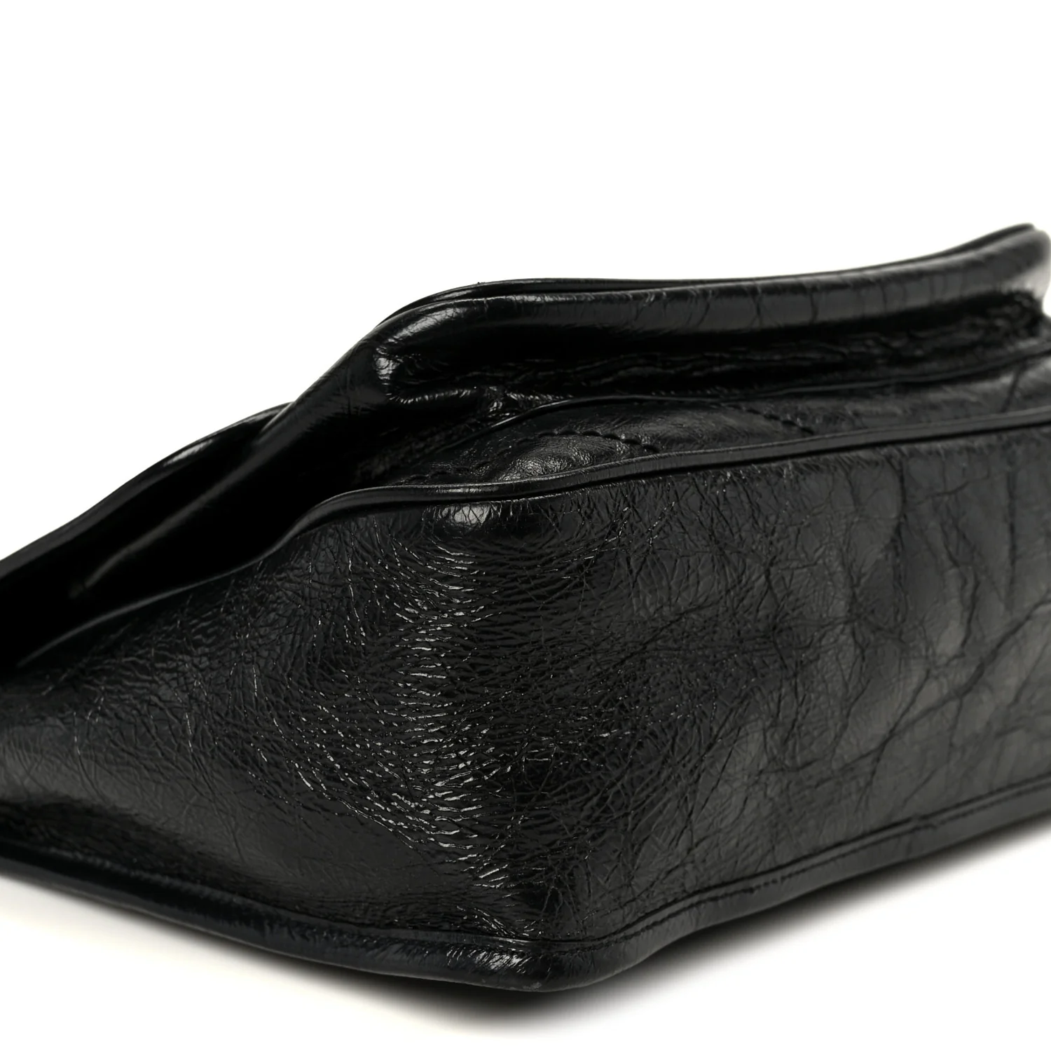 Crinkled Calfskin Matelasse Monogram Medium Niki Chain Satchel Black - Image 9