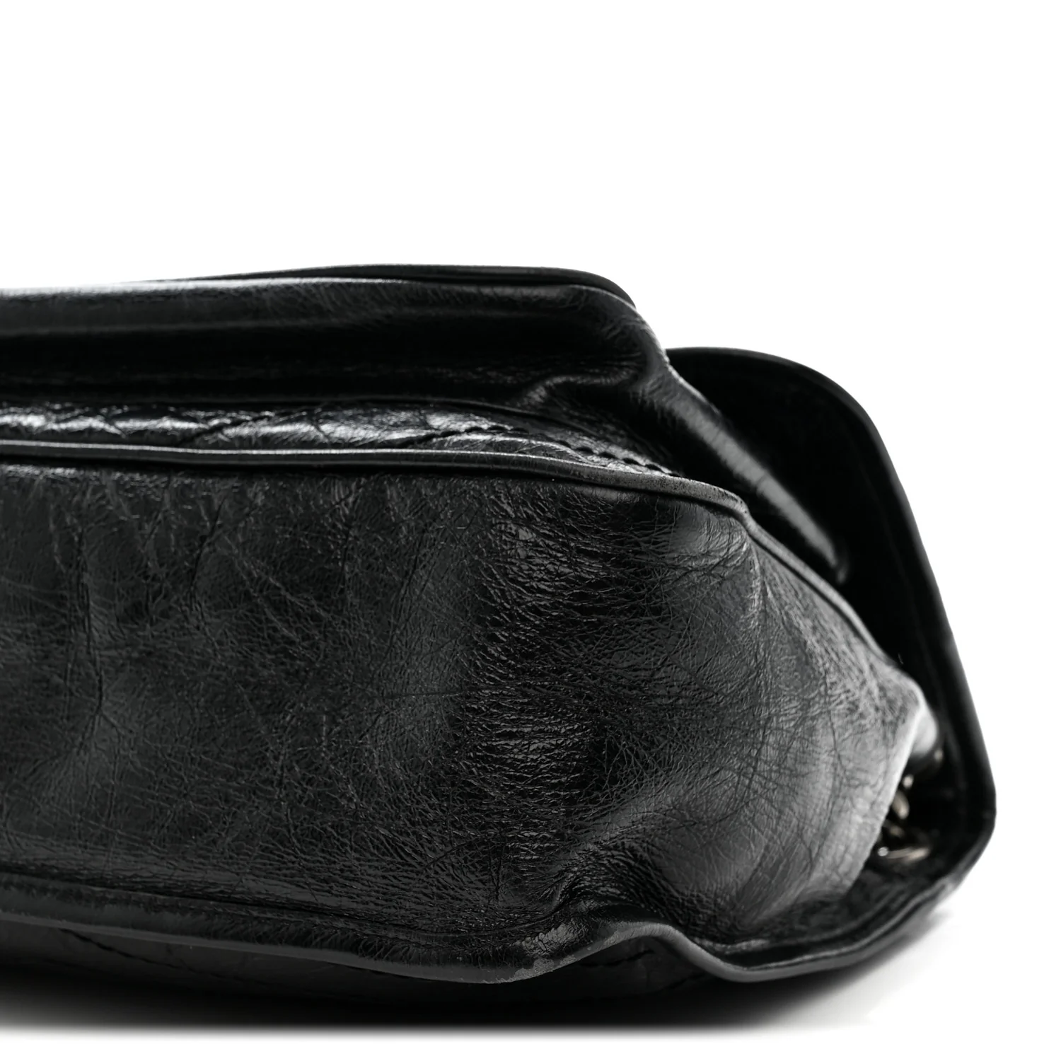 Crinkled Calfskin Matelasse Monogram Medium Niki Chain Satchel Black - Image 12
