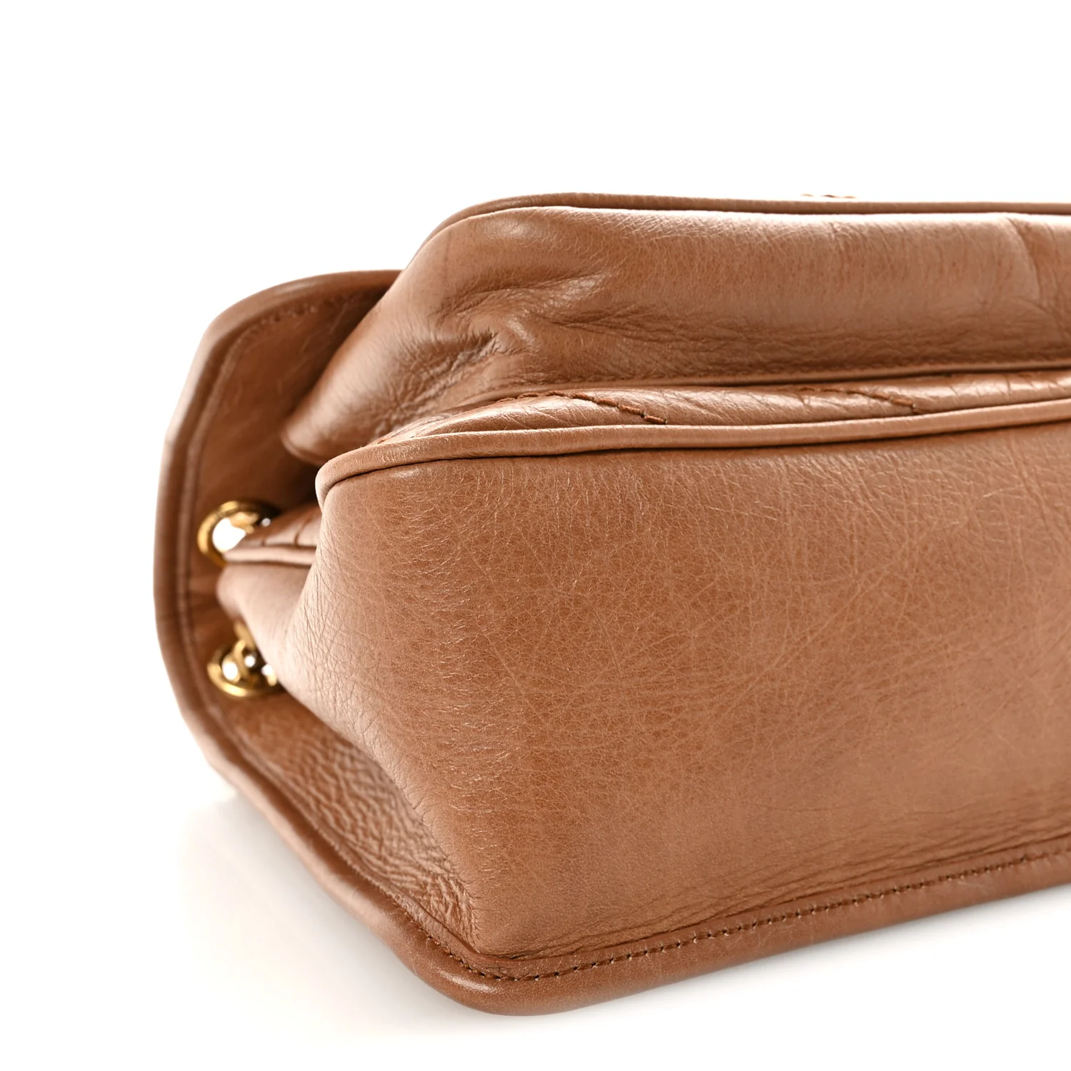Crinkled Calfskin Matelasse Monogram Medium Niki Chain Satchel Caramel - Image 8