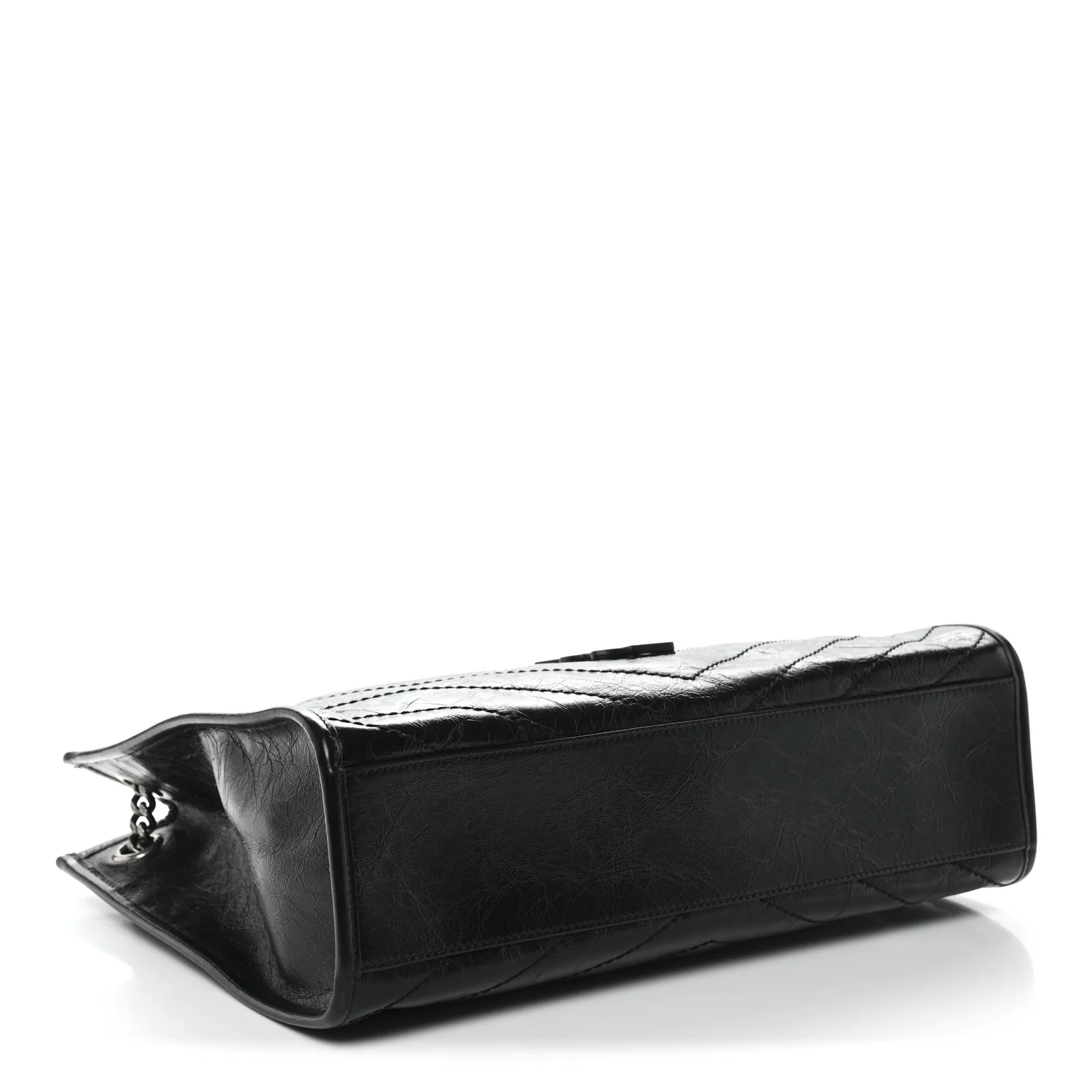 Crinkled Calfskin Matelasse Monogram Medium Niki Shopper Tote Black - Image 5
