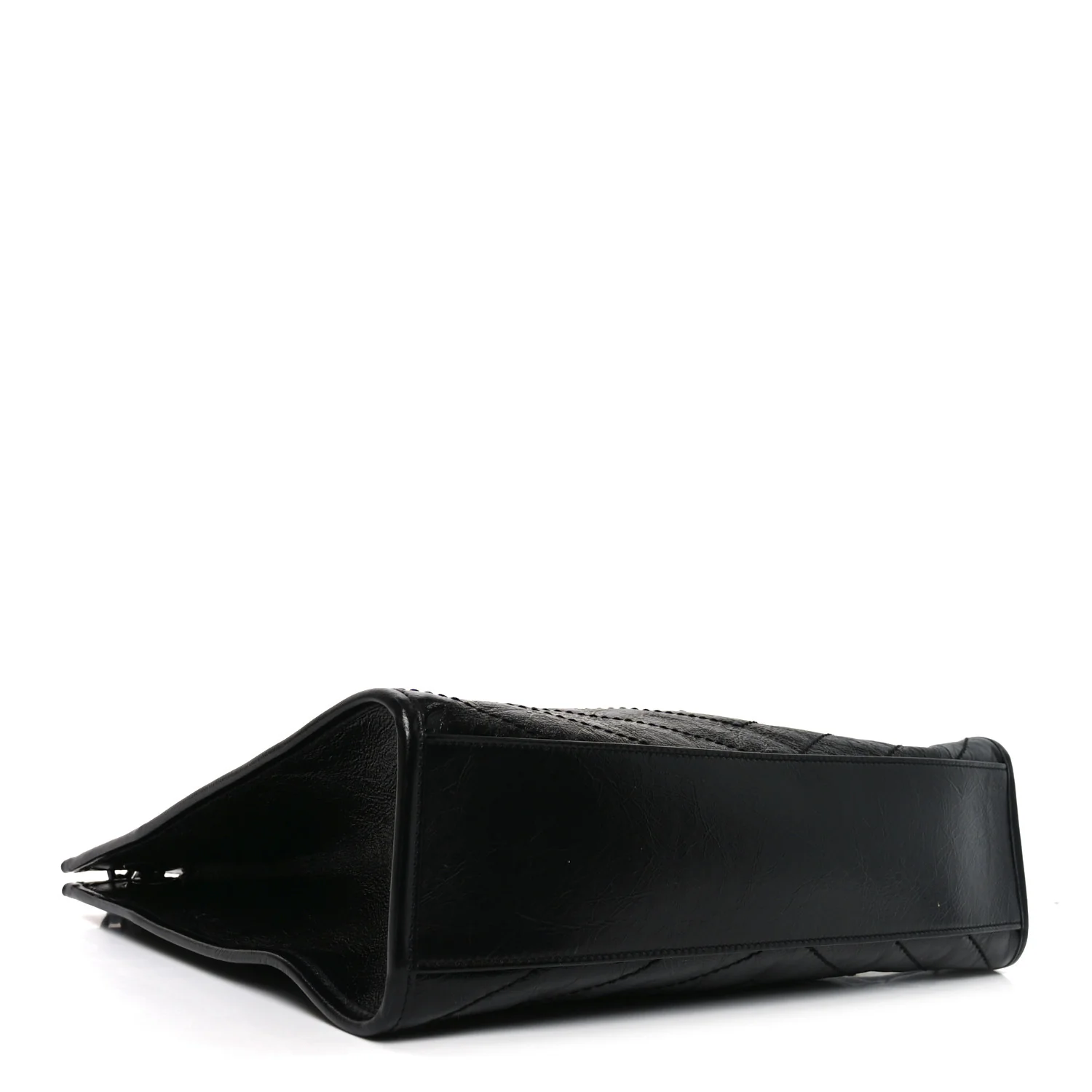 Crinkled Calfskin Matelasse Monogram Medium Niki Shopper Tote Black - Image 4