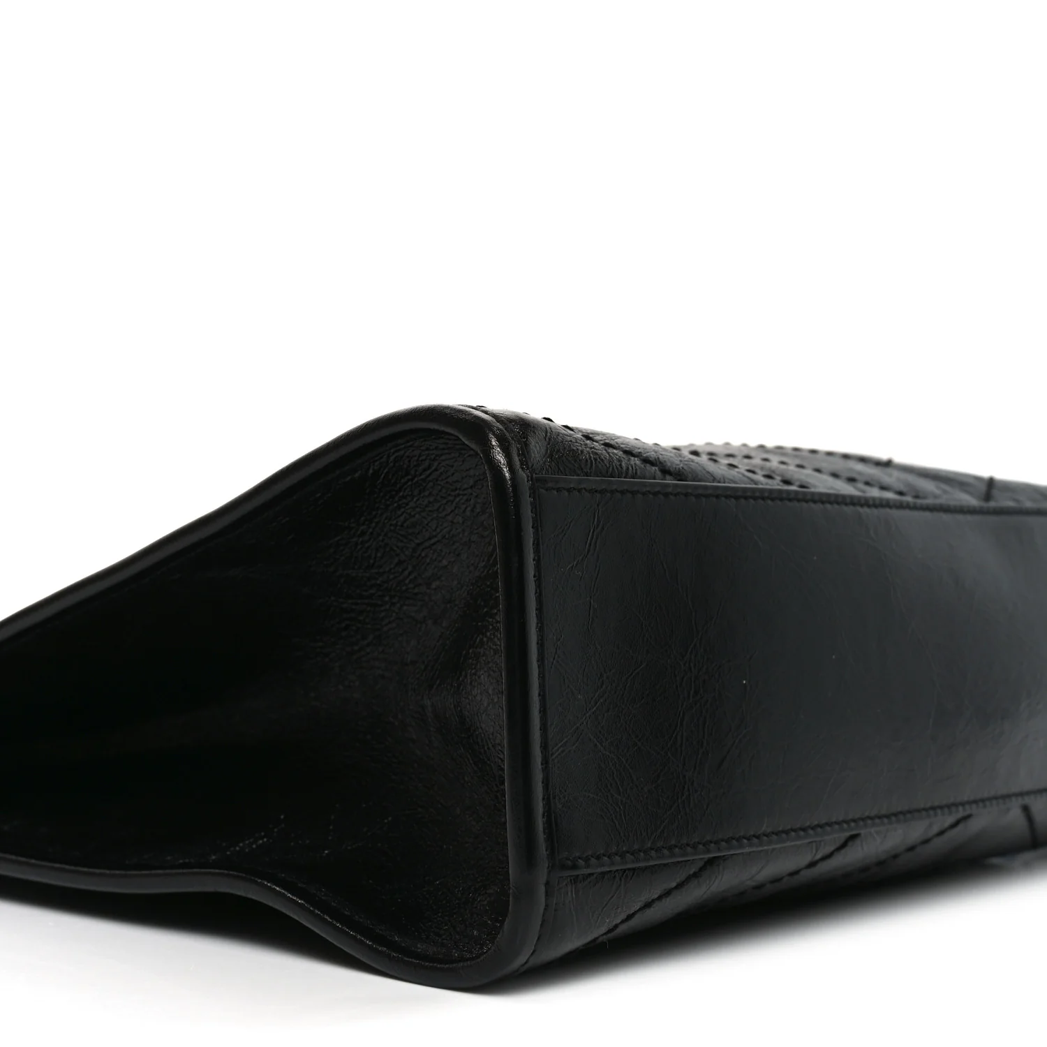 Crinkled Calfskin Matelasse Monogram Medium Niki Shopper Tote Black - Image 9