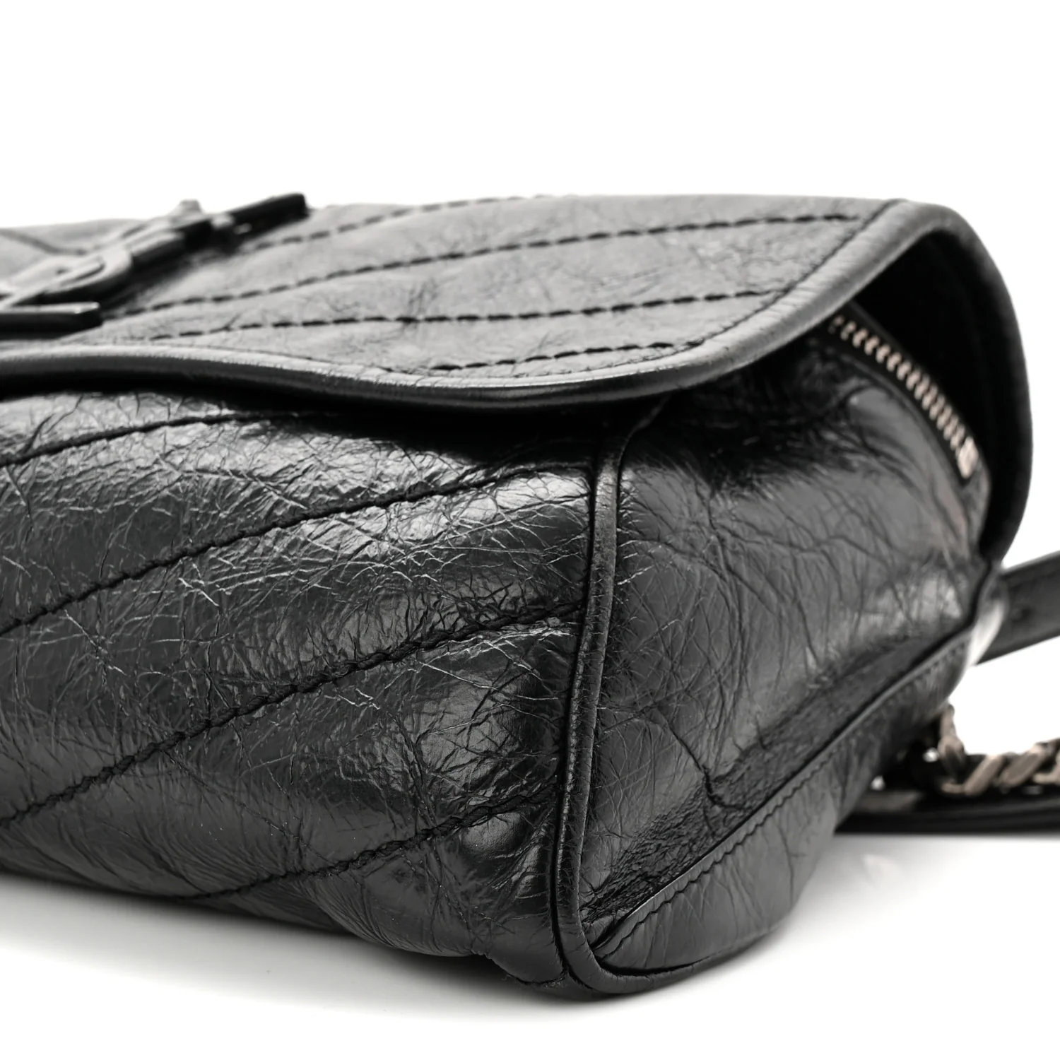 Crinkled Calfskin Matelasse Monogram Niki Body Bag Black - Image 10