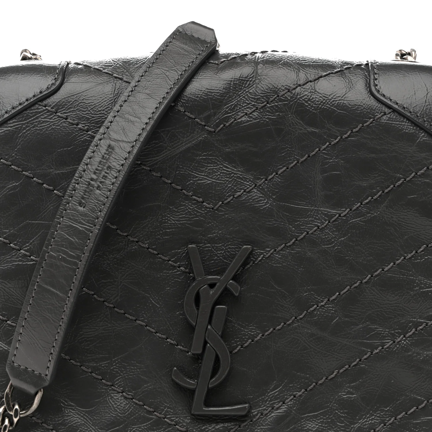 Crinkled Calfskin Matelasse Monogram Niki Chain Wallet Storm - Image 8
