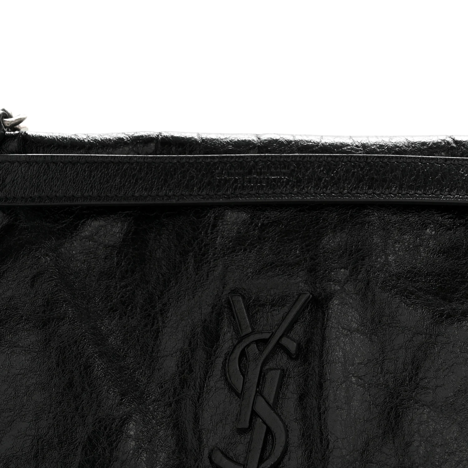 Crinkled Calfskin Monogram Medium Niki Chain Satchel Black - Image 8