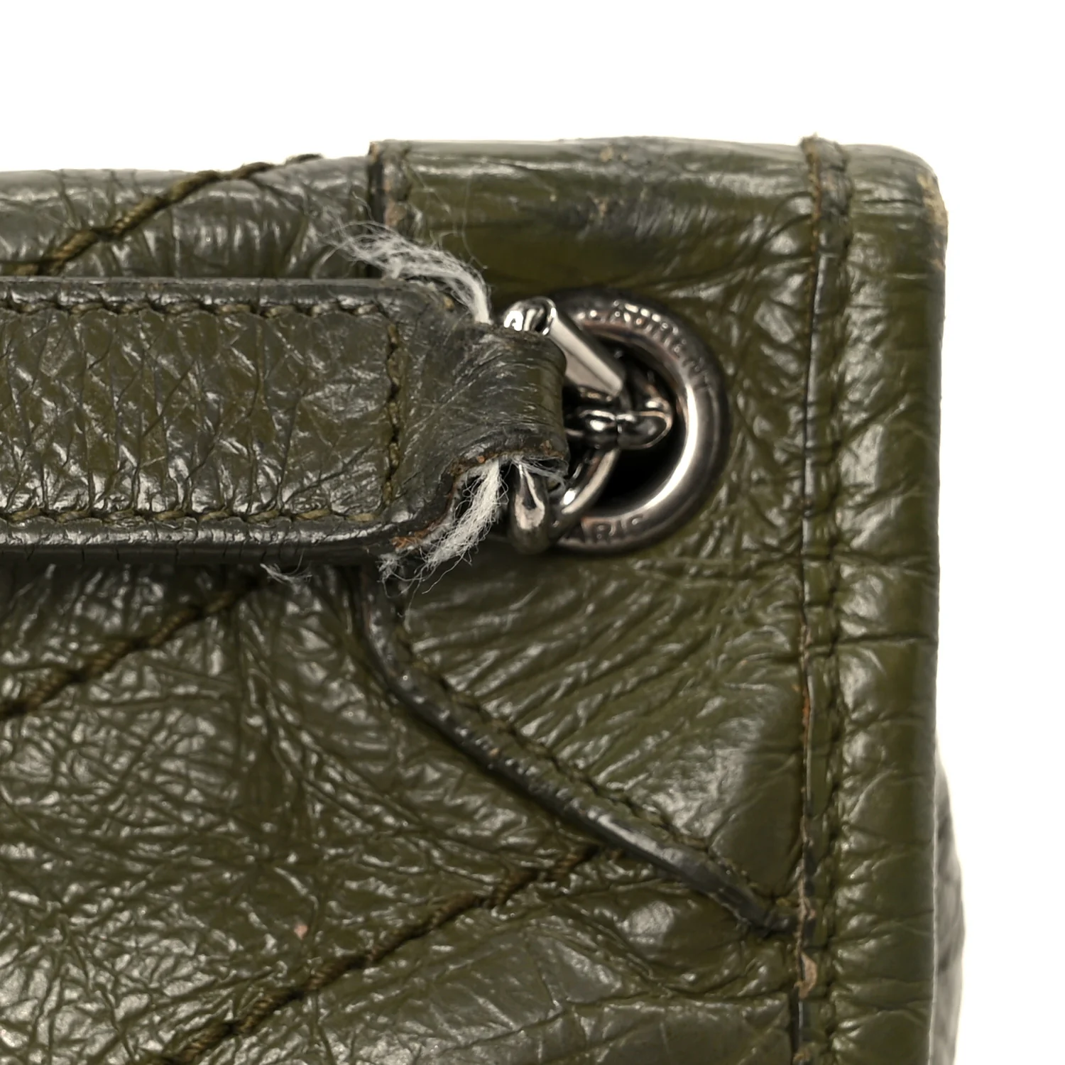 Crinkled Lambskin Matelasse Monogram Baby Niki Chain Satchel Seawood - Image 12