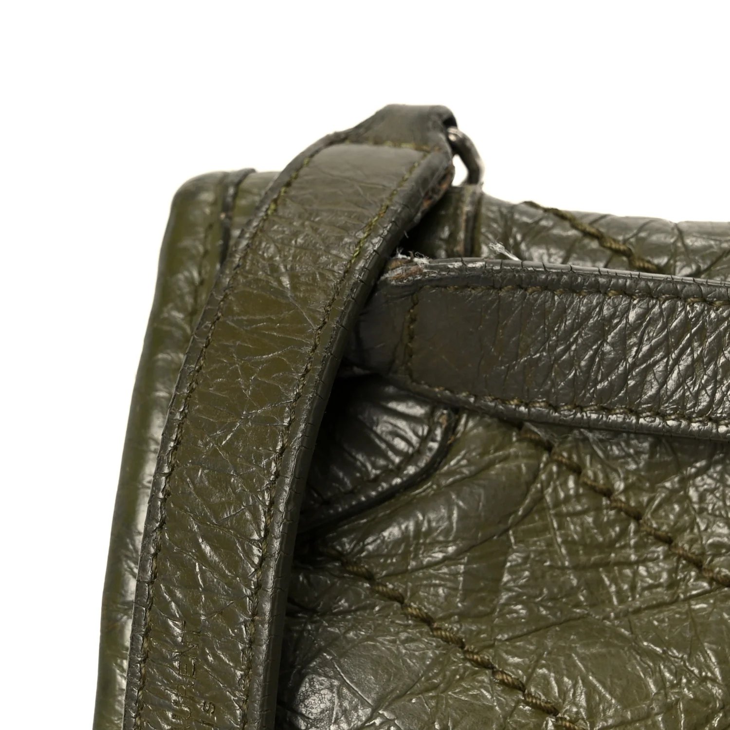 Crinkled Lambskin Matelasse Monogram Baby Niki Chain Satchel Seawood - Image 13