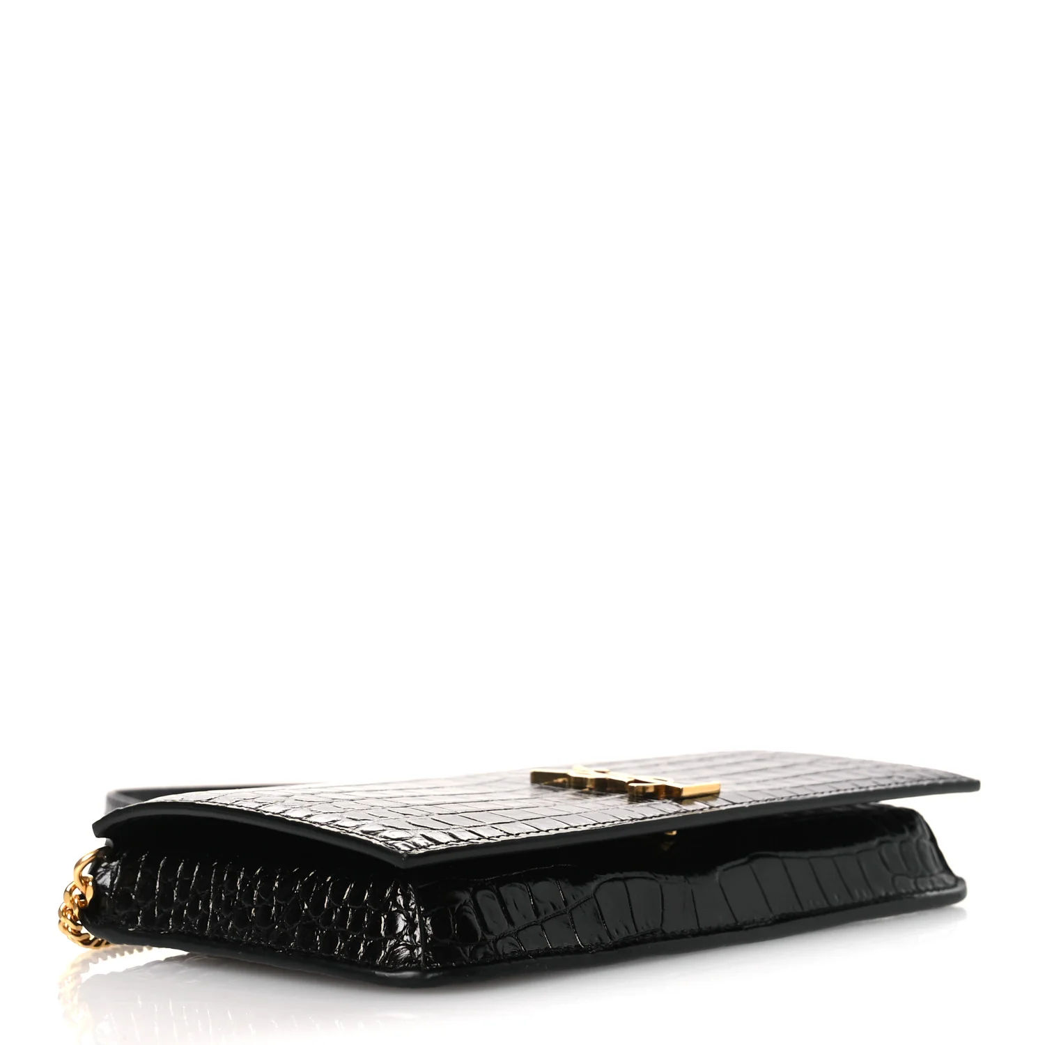 Crocodile Embossed Monogram Phone Holder Crossbody Black - Image 4