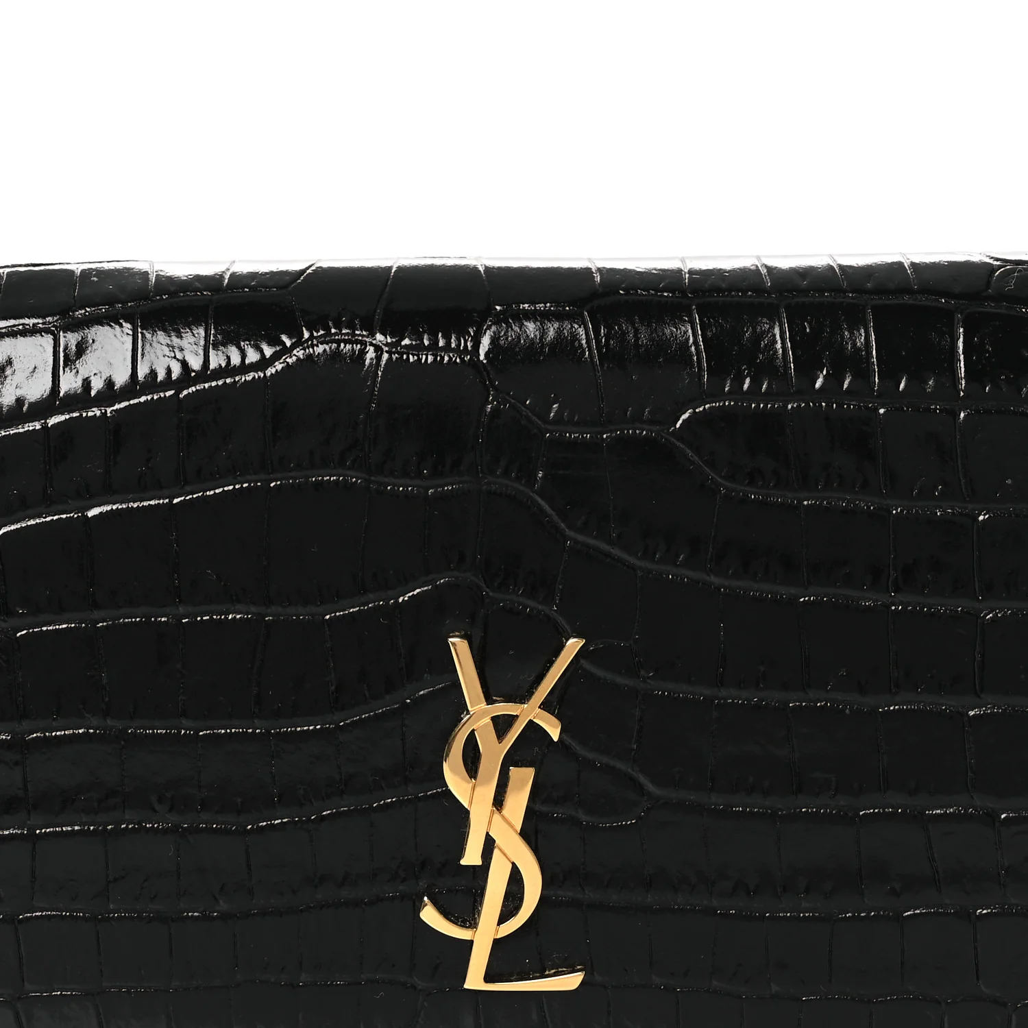 Crocodile Embossed Monogram Phone Holder Crossbody Black - Image 8