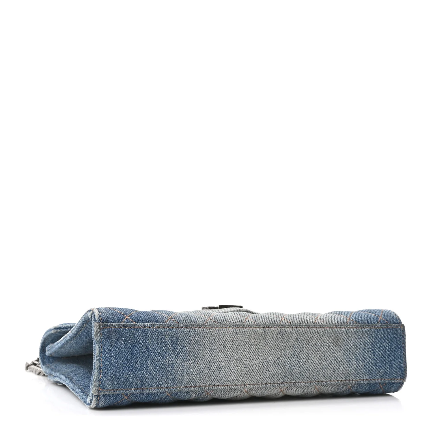 Denim Mixed Matelasse Triquilt Medium Monogram Envelope Satchel Blue - Image 3