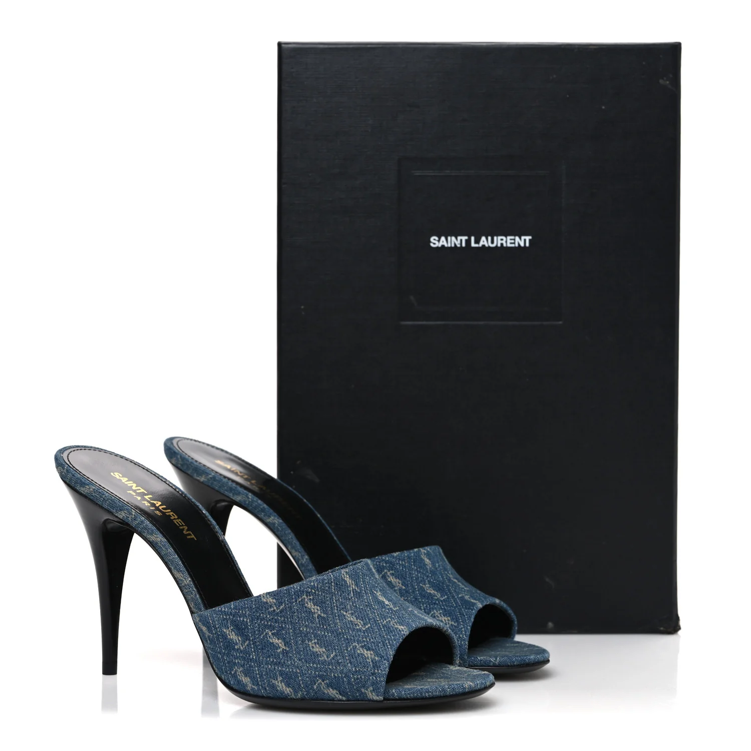 Denim Monogram La 16 Mule Sandals 38 Blue Jeans - Image 11