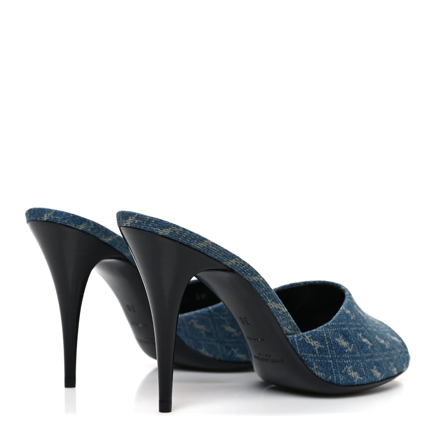 Denim Monogram La 16 Mule Sandals 38 Blue Jeans - Image 5