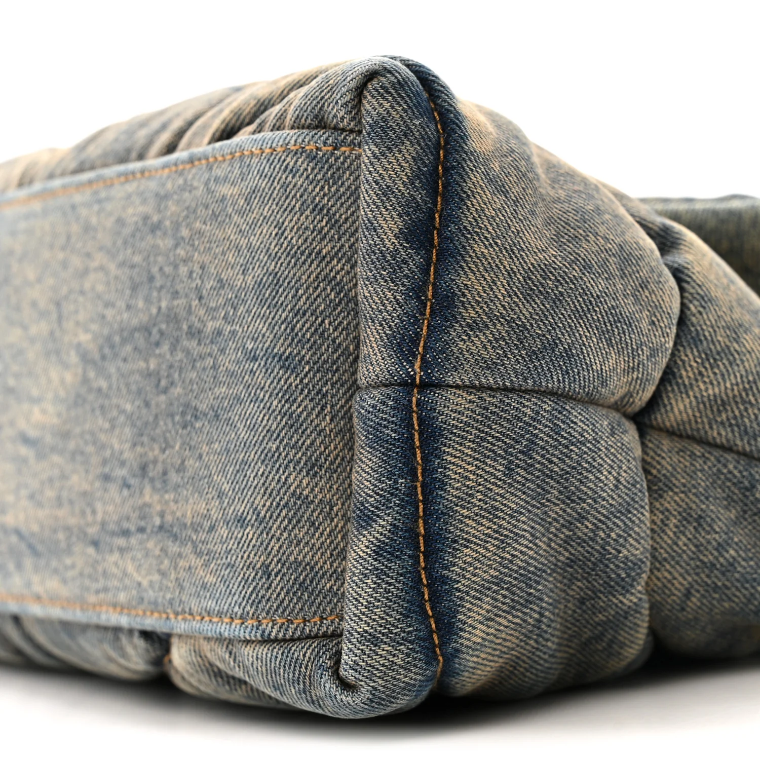 Denim Quilted Small Loulou Puffer Monogram Chain Satchel Blue Cinnamon - Image 10