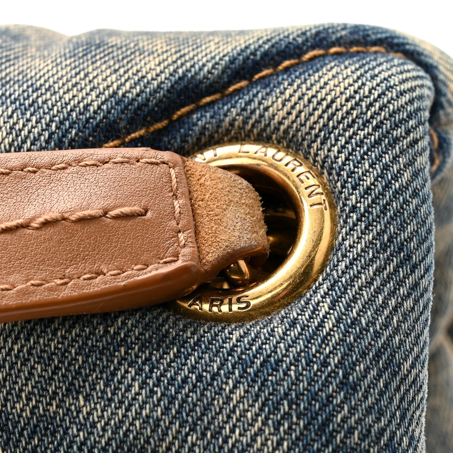 Denim Quilted Small Loulou Puffer Monogram Chain Satchel Blue Cinnamon - Image 11