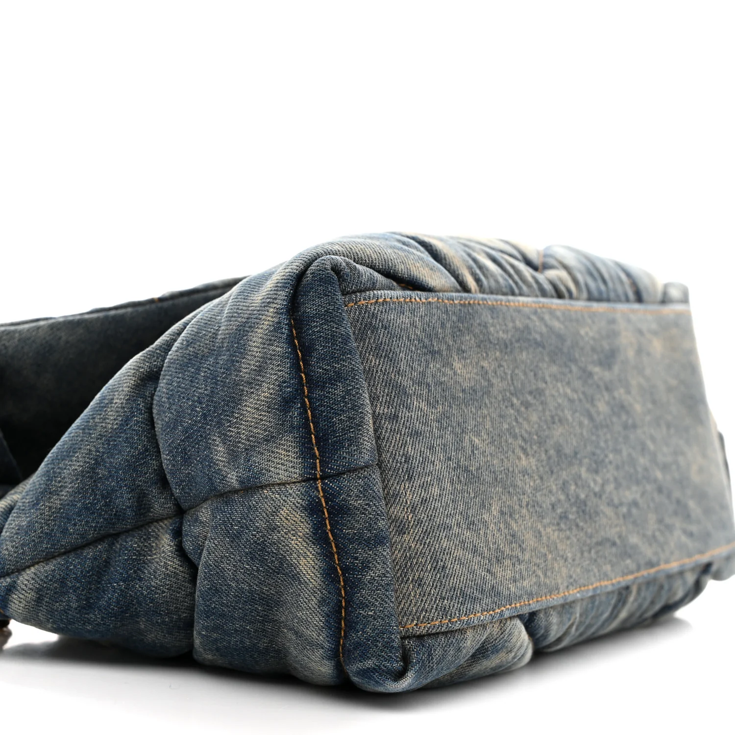 Denim Quilted Small Loulou Puffer Monogram Chain Satchel Blue Cinnamon - Image 9