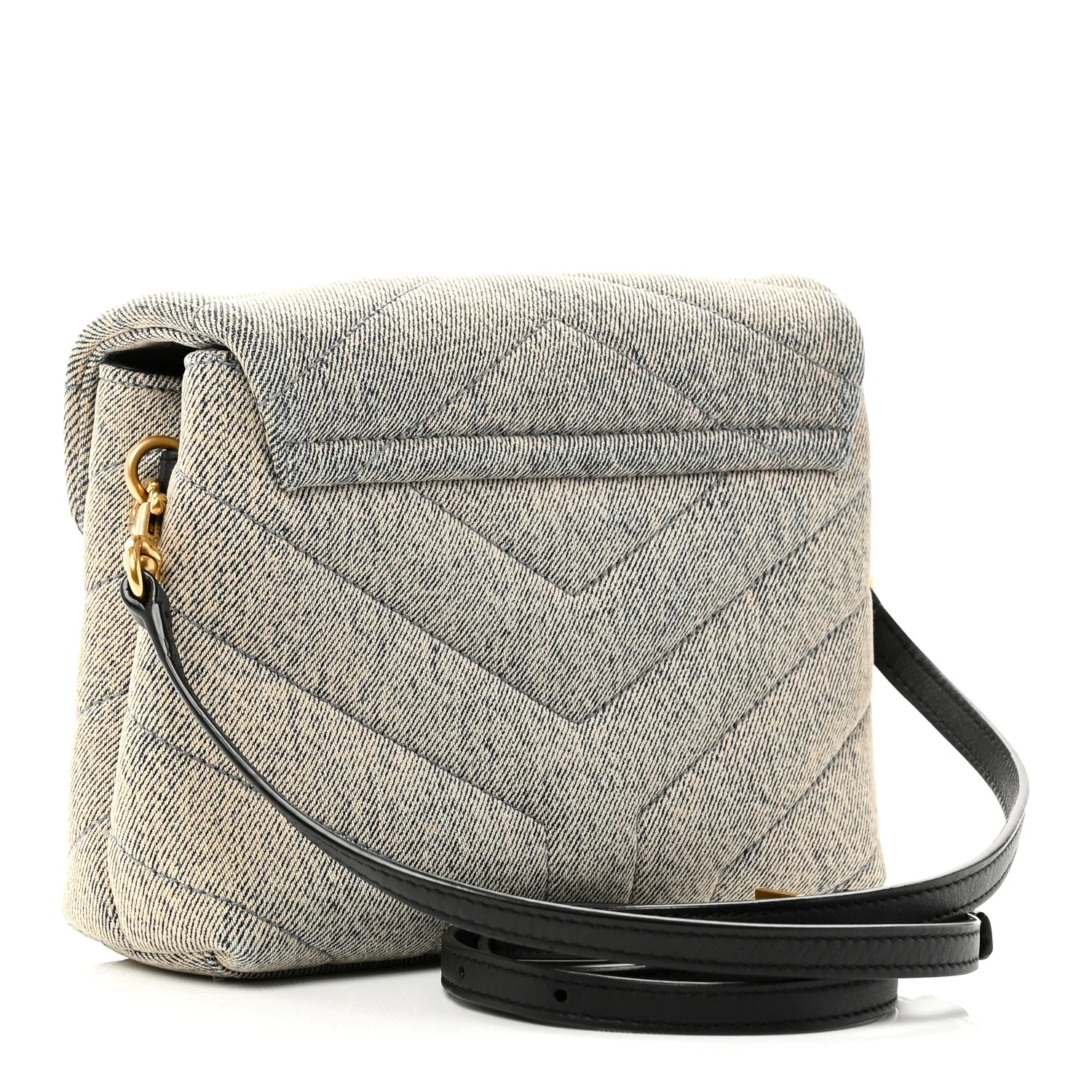 Denim Y Quilted Monogram Toy Loulou Crossbody Bag Grey - Image 3