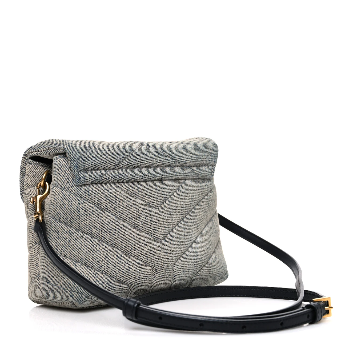 Denim Y Quilted Monogram Toy Loulou Crossbody Bag Grey - Image 3
