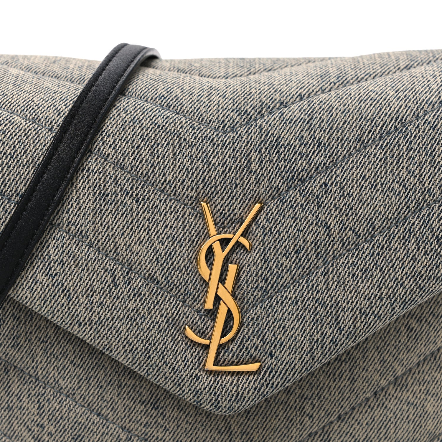 Denim Y Quilted Monogram Toy Loulou Crossbody Bag Grey - Image 8