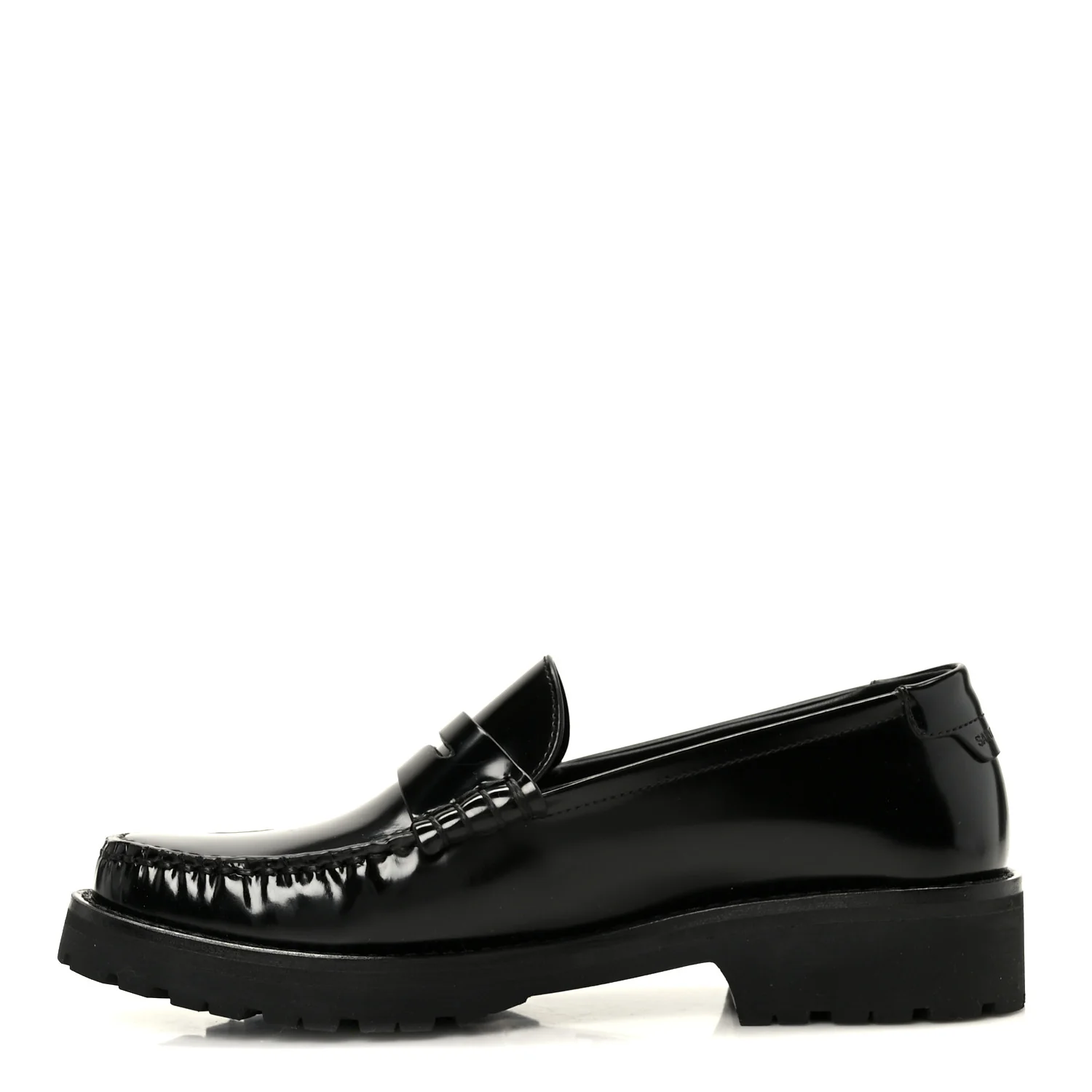 Glazed Calfskin Le Loafer 15 Penny Slippers 37 Black