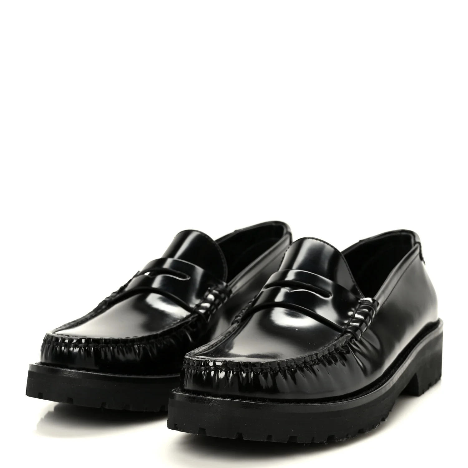 Glazed Calfskin Le Loafer 15 Penny Slippers 37 Black - Image 4